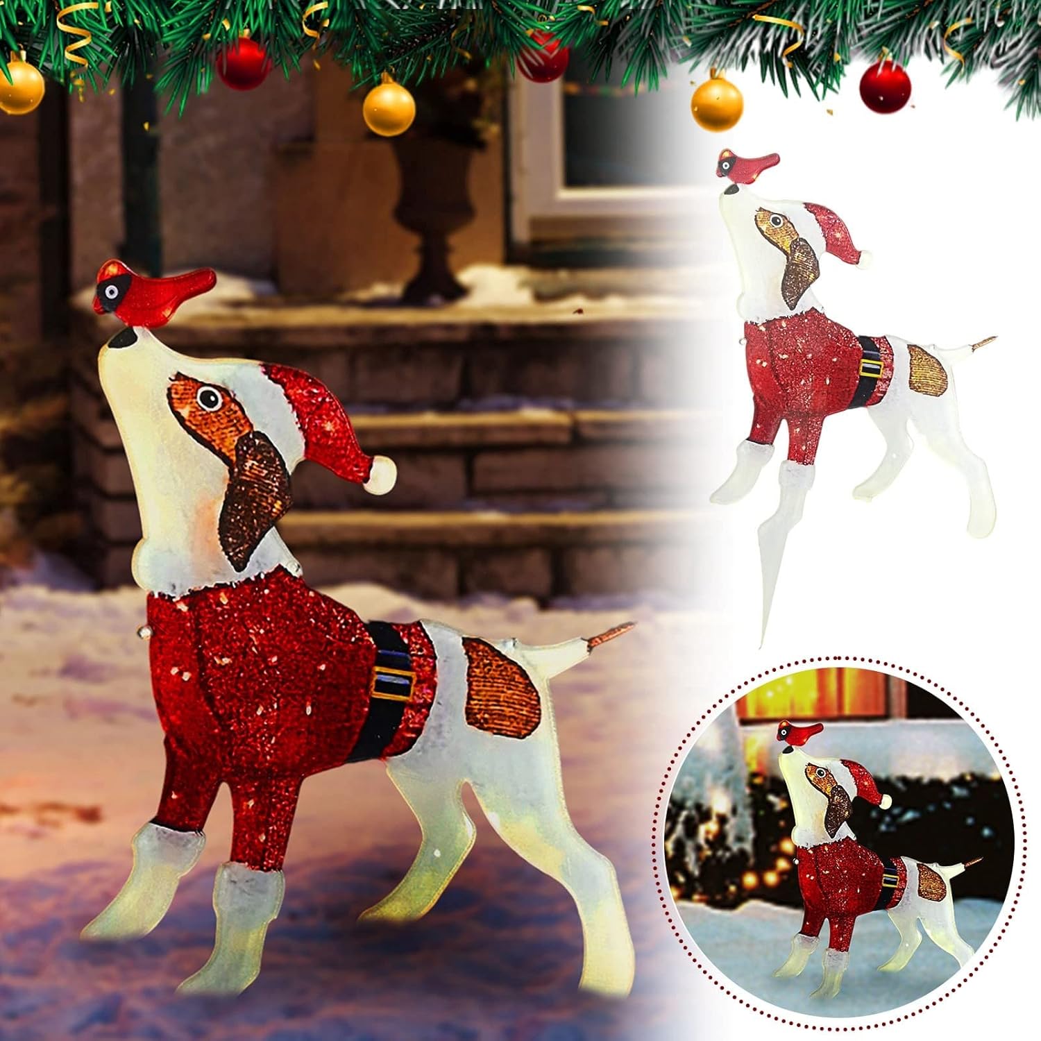 Lighted Christmas Outdoor Yard Decorations,Christmas Dog Decorations with LED Lights, Artificial Pre-Lit Christmas Holiday Décor for Front Yards Garden Lawn Patio Home : Patio, Lawn & Garden