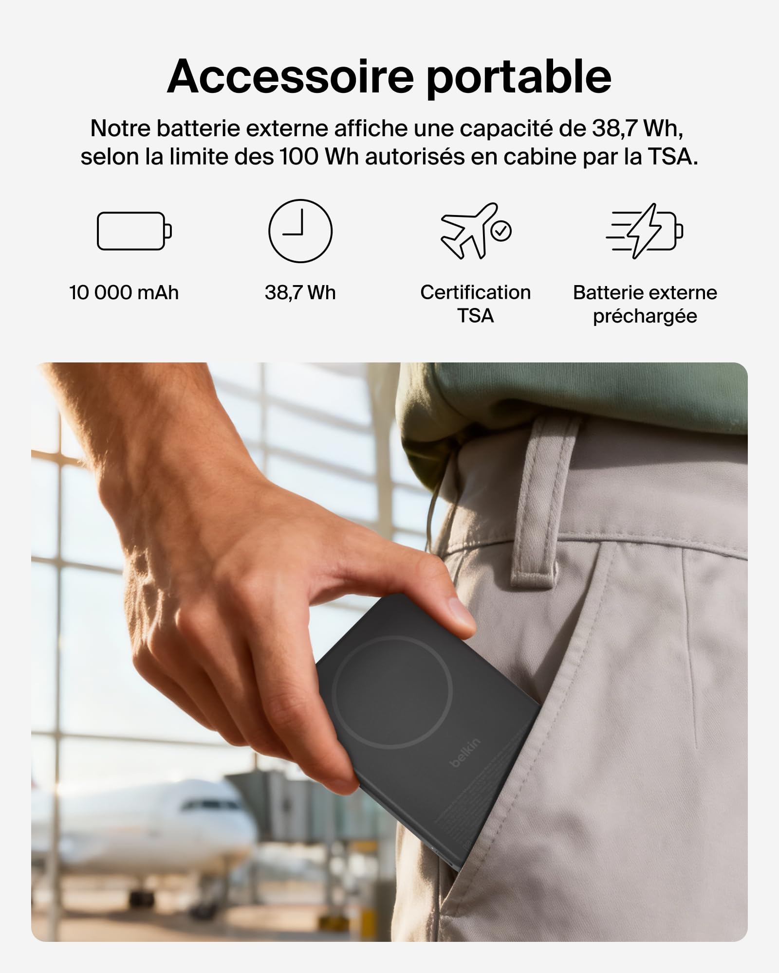 Belkin BoostCharge Slim Batterie Externe Magnétique 10K Et Béquille - Noir