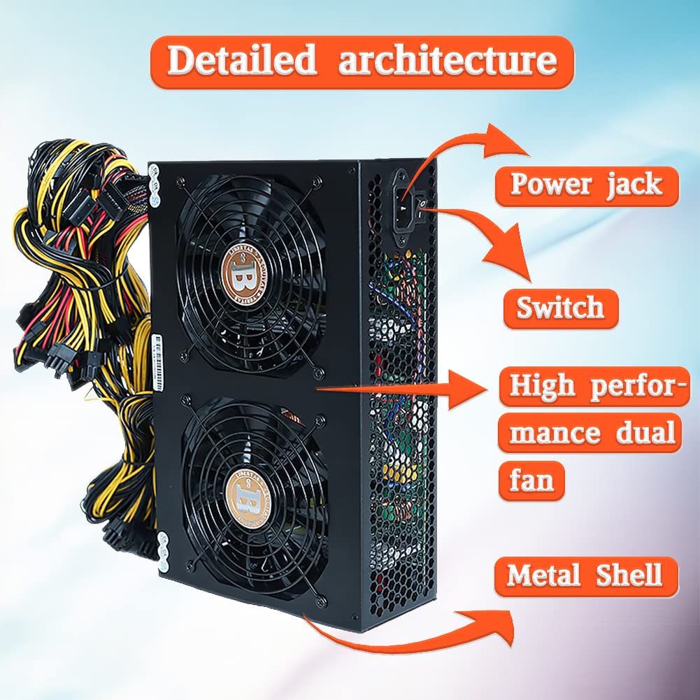 Amazon.co.jp: JINWEI マイニングリグ PC 電源ユニット、3450WモジュラーマイニングPC電源、180V〜264Vマイニング PC電源最大は、デュアル自動熱制御ファン電源を備えた12GPUビットコイン マイニングマシン イ : パソコン・周辺機器