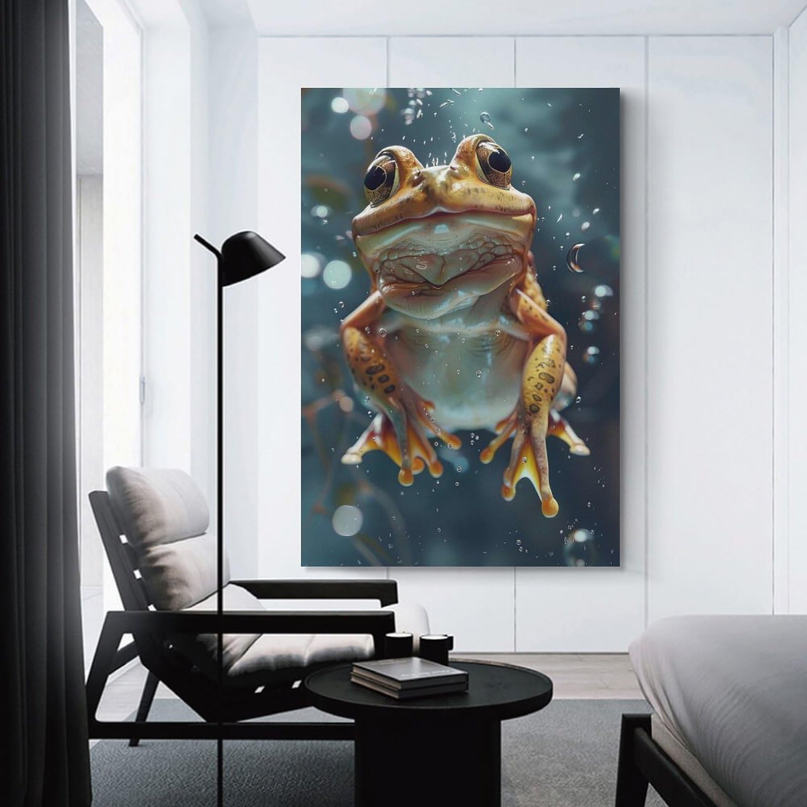 Junmoney Frog Sea Home Decor Wall Art 08x12inch(20x30cm), for Hallway, Bedroom Or Modern Interiors, Canvas Artwork with Gifting Potential