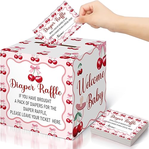 Vista 34 de Teling 51 Boletos para Rifa de Pañales con Caja de Tarjetas Decoraciones de Baby Shower Caja Porta Boletos de Baby Shower para Niña Niño Fiesta
