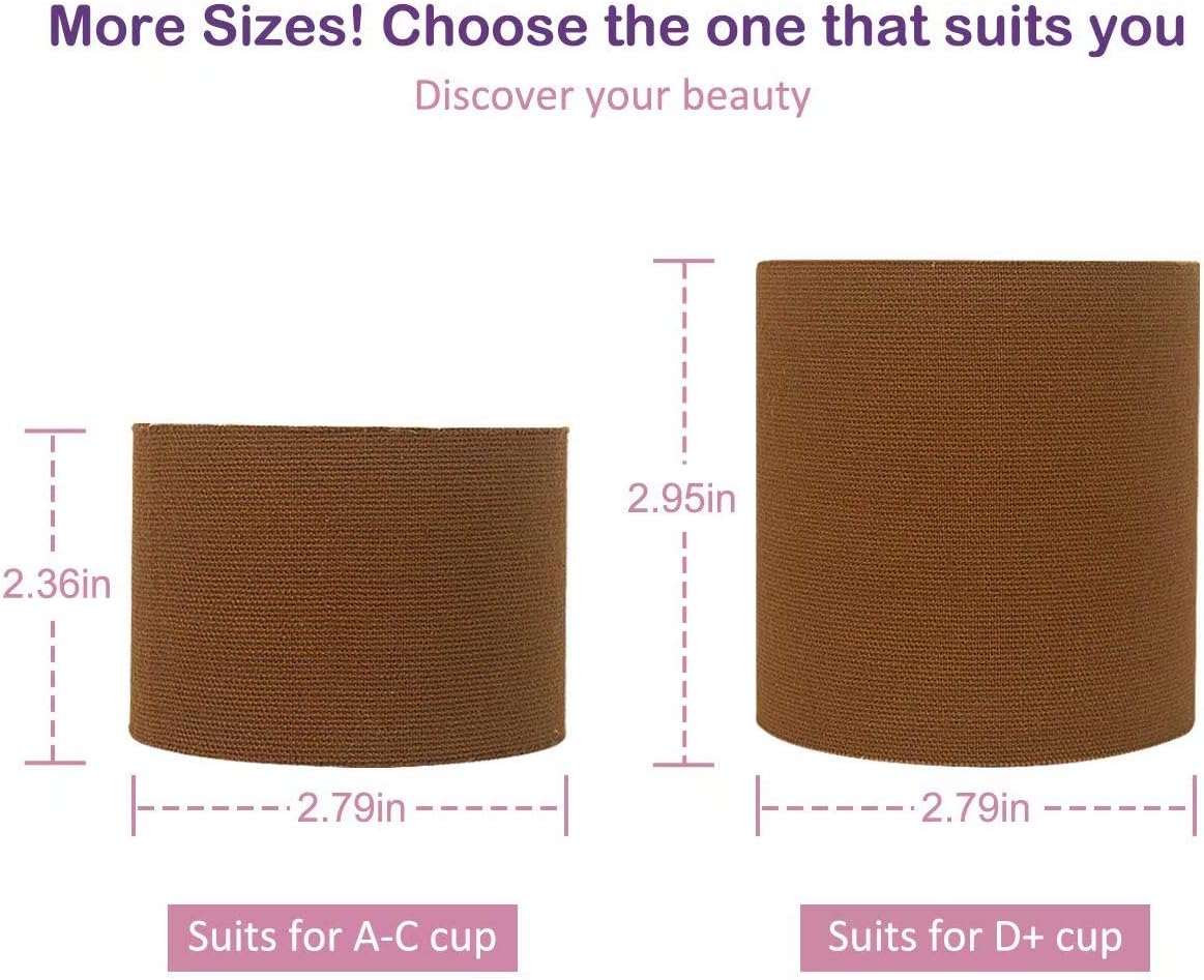 Niidor Boob Tape Breathable Backless Breast Lift up Tape Athletic Adhesive Push up Bra for Backless Dress with Nipple Cover(Brown-NO Hole-1.97IN) : Clothing, Shoes & Jewelry