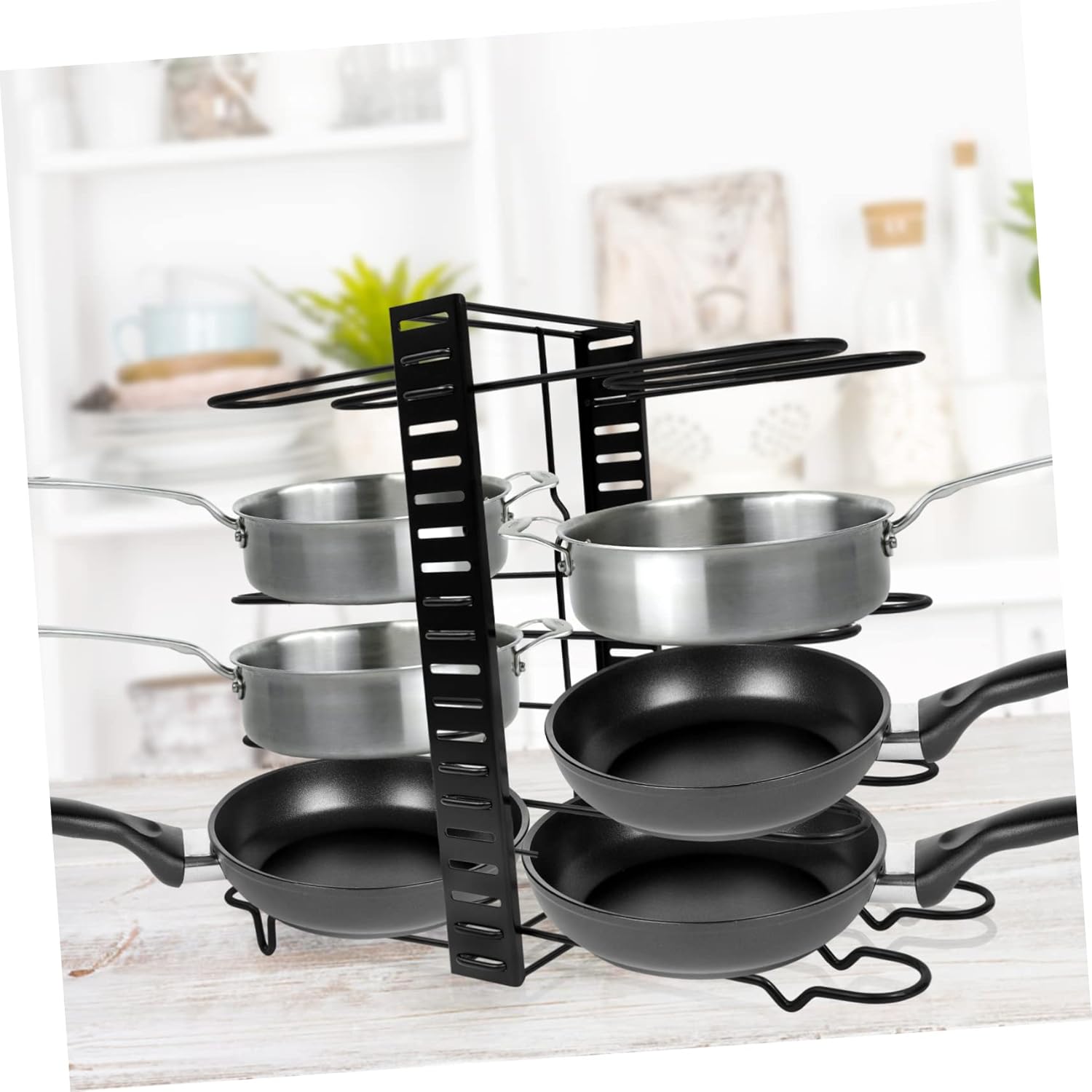 PRETYZOOM Multi-function Kitchen Organizer Rack for Lids Plates and Cutting Boards Metal Storage Non- Feet for Space-saving Kitchen Storage