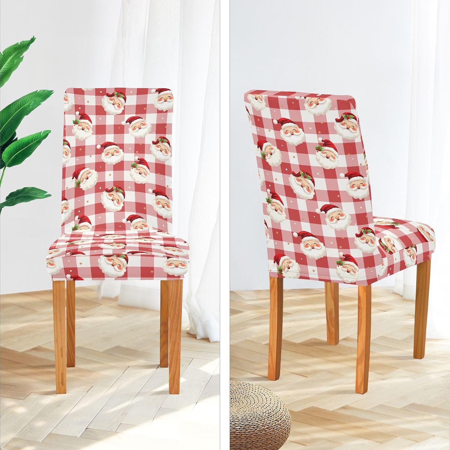 ALAZA Chair Covers for Dining Room, Cute Christmas Pattern Stretch Chair Cover Sets Chair Protector Removable Washable for Ktichen Restaurant Hotel