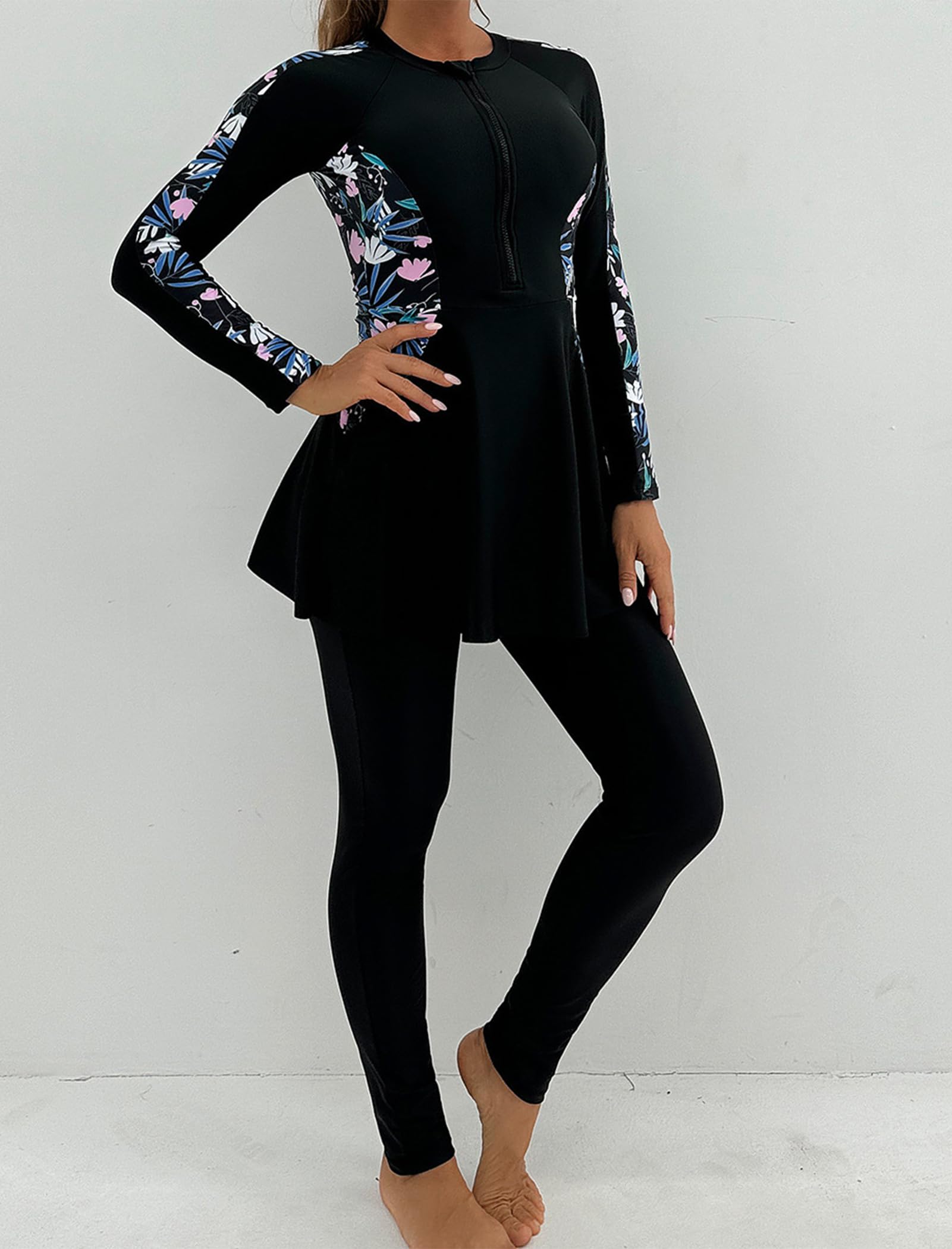Femmes Maillot de Bain Musulman: Doux Complet 2 Pièces Burkinabi Manches Longues Haut Pantalon Natation Anti - éruption - Maillot de Bain Islamique
