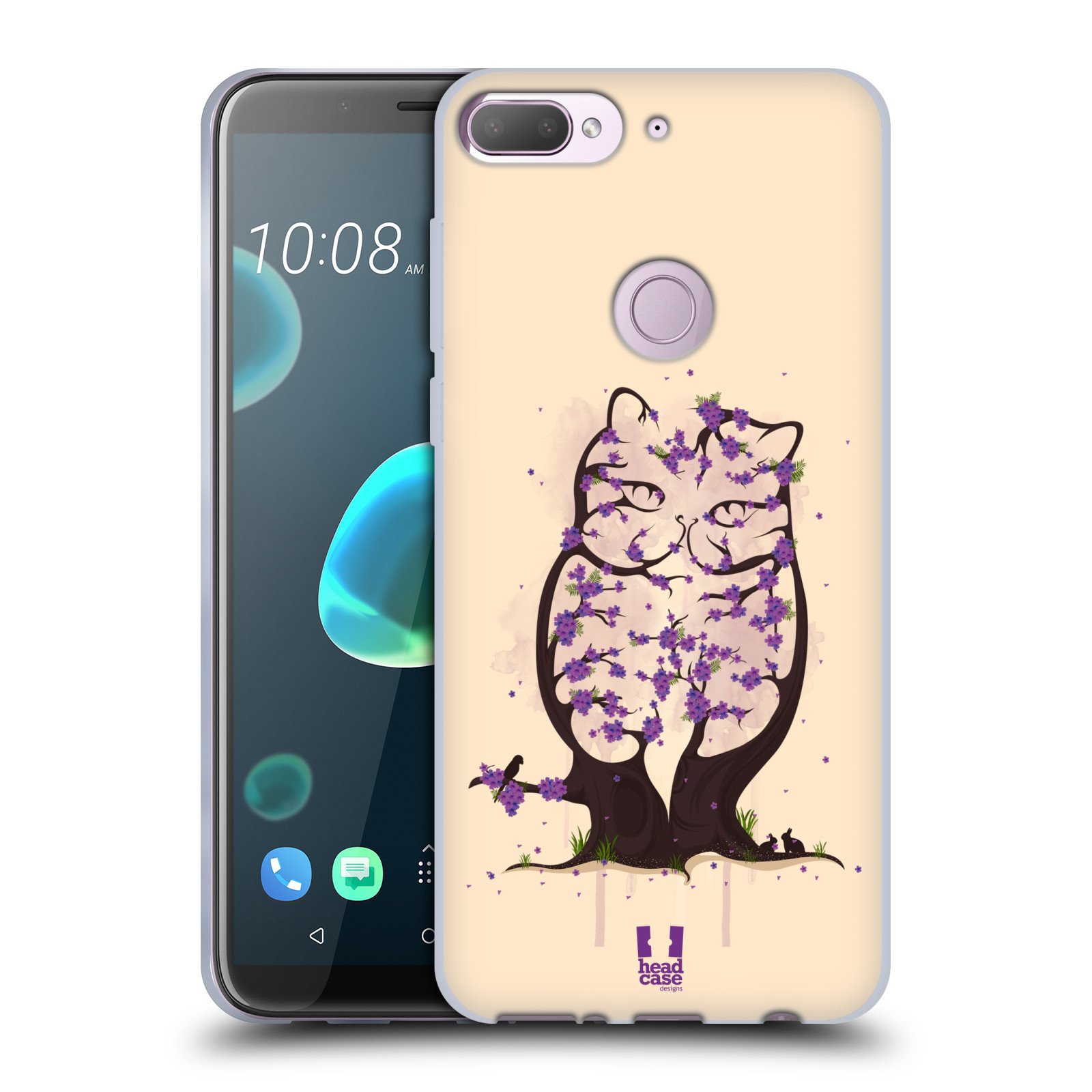 Head Case DesignsJacaranda Cat Wildlife In Bloom Soft Gel Case Compatible With HTC Desire 12 Plus