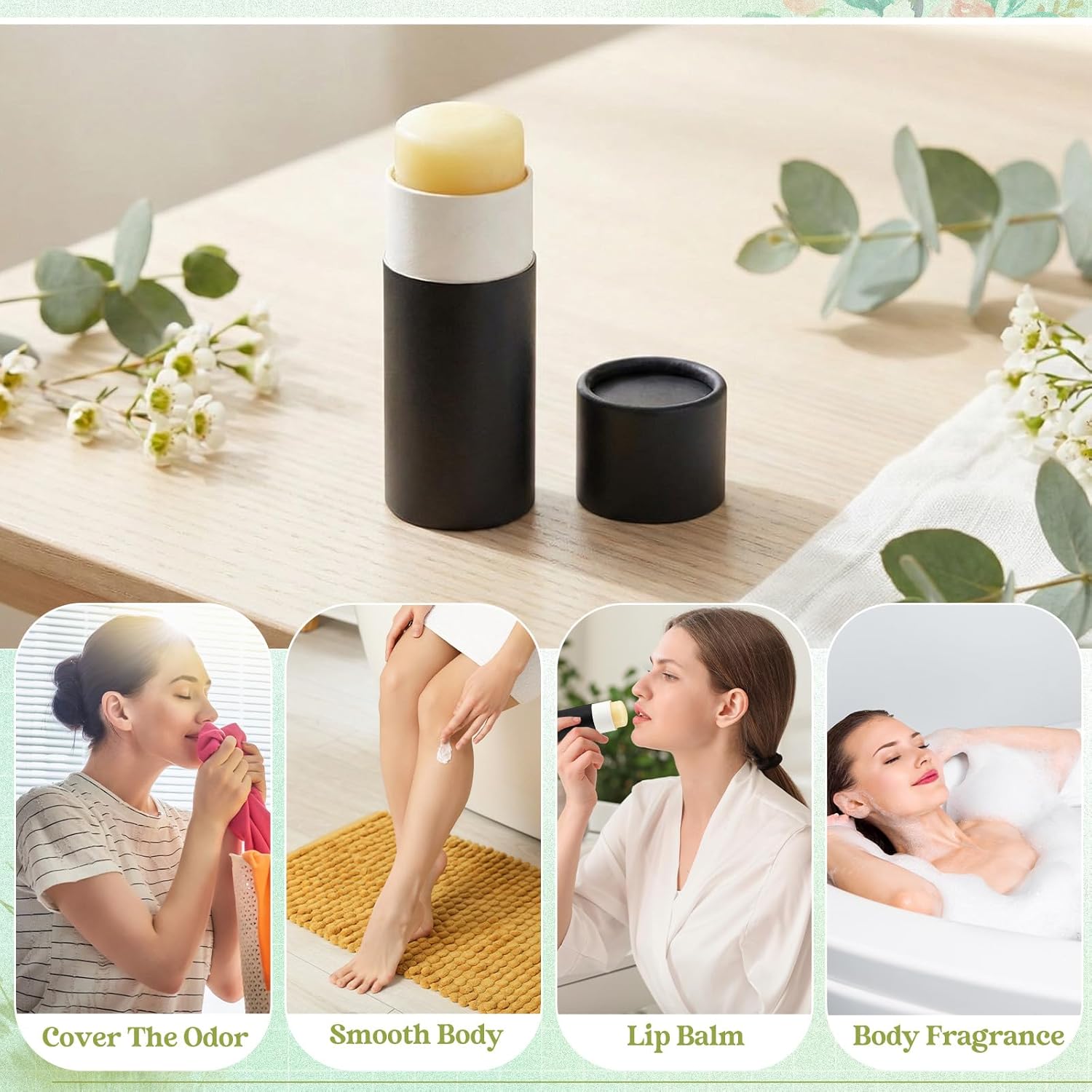 Teenyyou 20 Pcs 2oz Empty Paperboard Deodorant Containers Kraft Cardboard Deodorant Tubes Push-up Lip Balm Tubes Solid Perfume Container Lotion Sticks Jars for DIY Homemade Cosmetic Samples(Black)