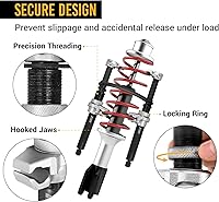 Vista 3 de EWK Juego de 3 compresores de resorte helicoidal de alta resistencia Macpherson Strut Spring Compressor Set con mordazas de seguridad y soporte