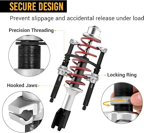 Miniatura 3 de EWK Muelle helicoidal resistente, conjunto de herramientas de compresor de resorte de puntal, carga máxima de 2645 libras con mordazas de seguridad