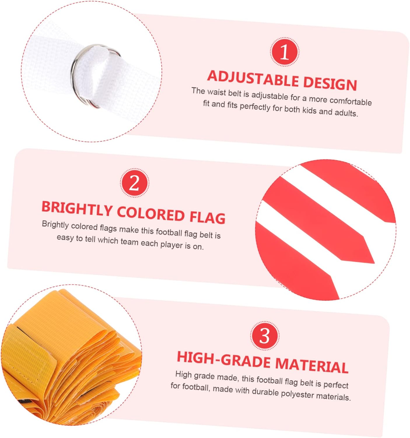 BESTonZON 1Set Adjustable Rugby Belt with Flags Youth Football Accessories for Adults Easy to Use Portable Flag Football Kit for Outdoor Games