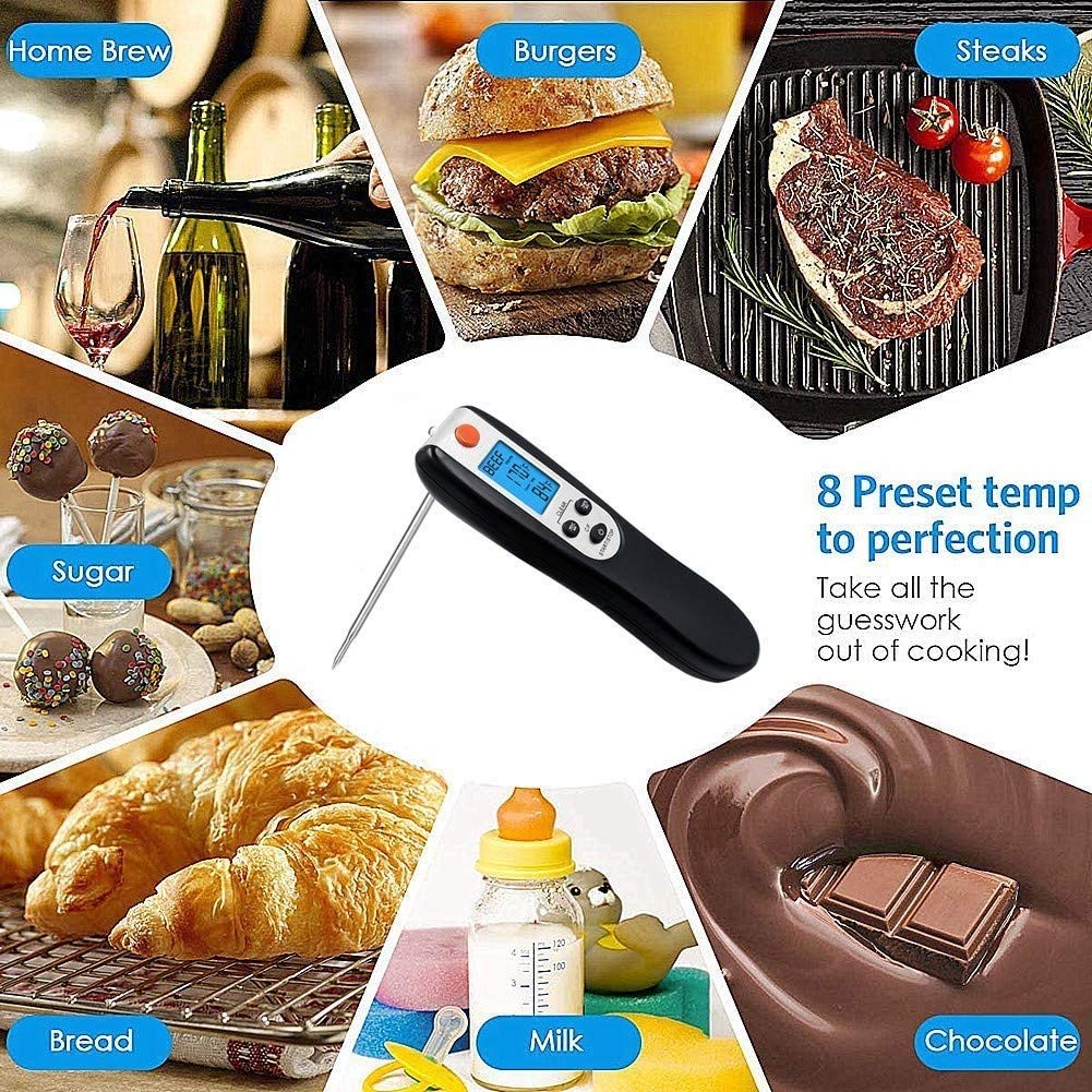 Termómetro Digital para Carne de Barbacoa, termómetro ultrarrápido con retroiluminación y calibración, sonda Digital para Alimentos para Cocina, Parrilla al Aire Libre y Barbacoa