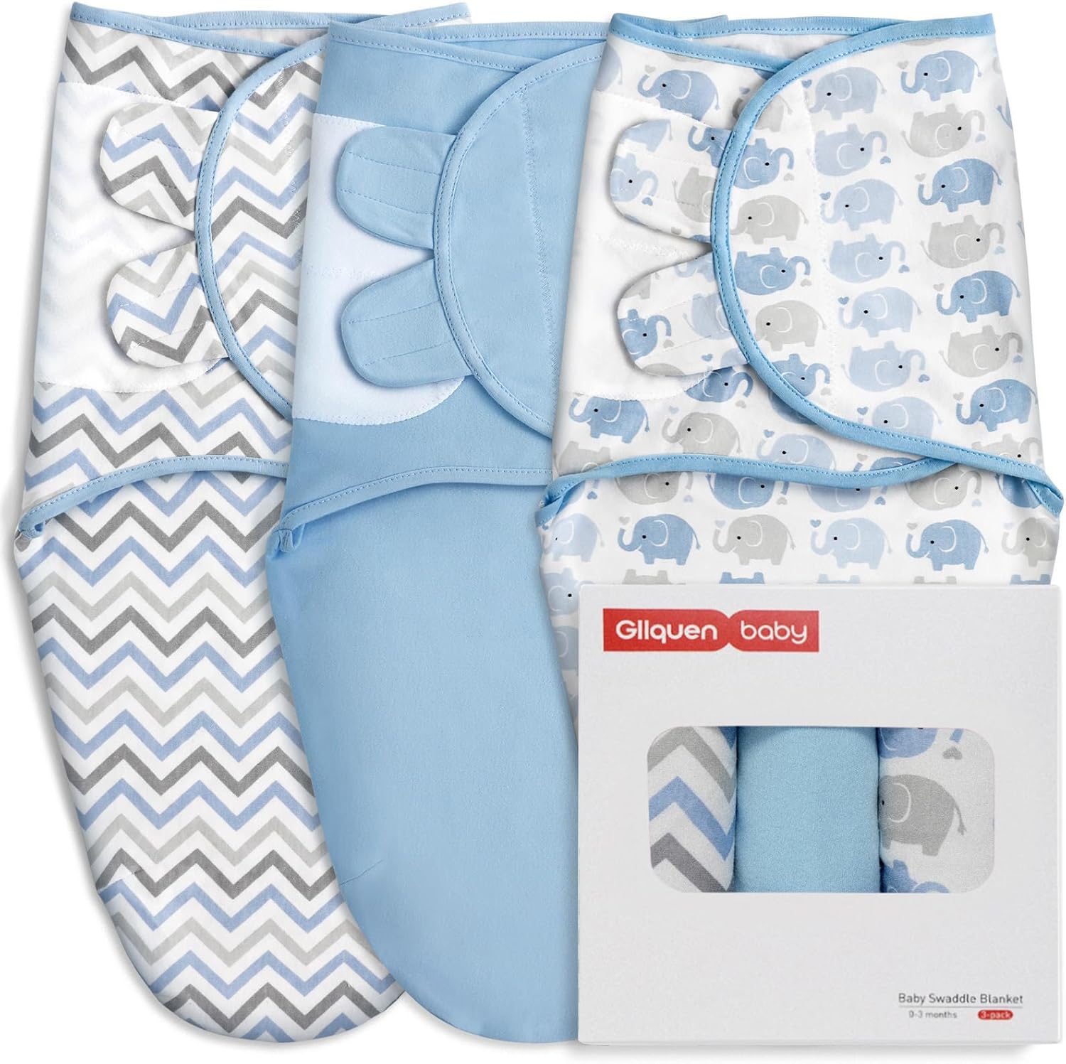 GLLQUEN BABY Swaddles Pucksack Baby 0-3 months 100% organic cotton Baby sleeping bags for newborn Oeko-tex100 sleeping bag for toddlersUnisex 3-pack wrap