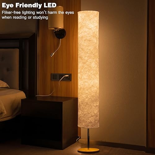 Miniatura 2 de YIEONSHION Lámpara de pie de luz suave, 60 pulgadas, diseño simple Morden Slim Warm Light 3000K LED Tyvek lámpara de pie para sala de estar,