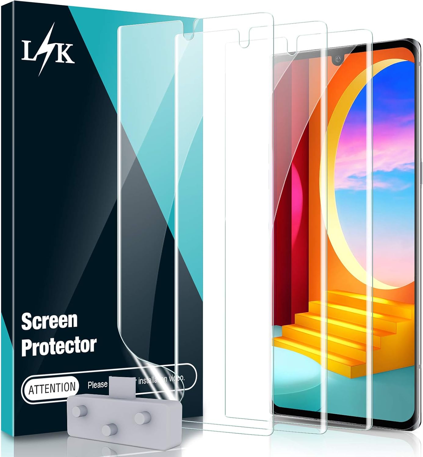 3 Pack LϟK Screen Protector Compatible for LG Velvet LG Velvet 5G LG Velvet 5G UW Flexible TPU Film, Full Coverage, Case Friendly, Locate Tool Precise Alignment - Gray