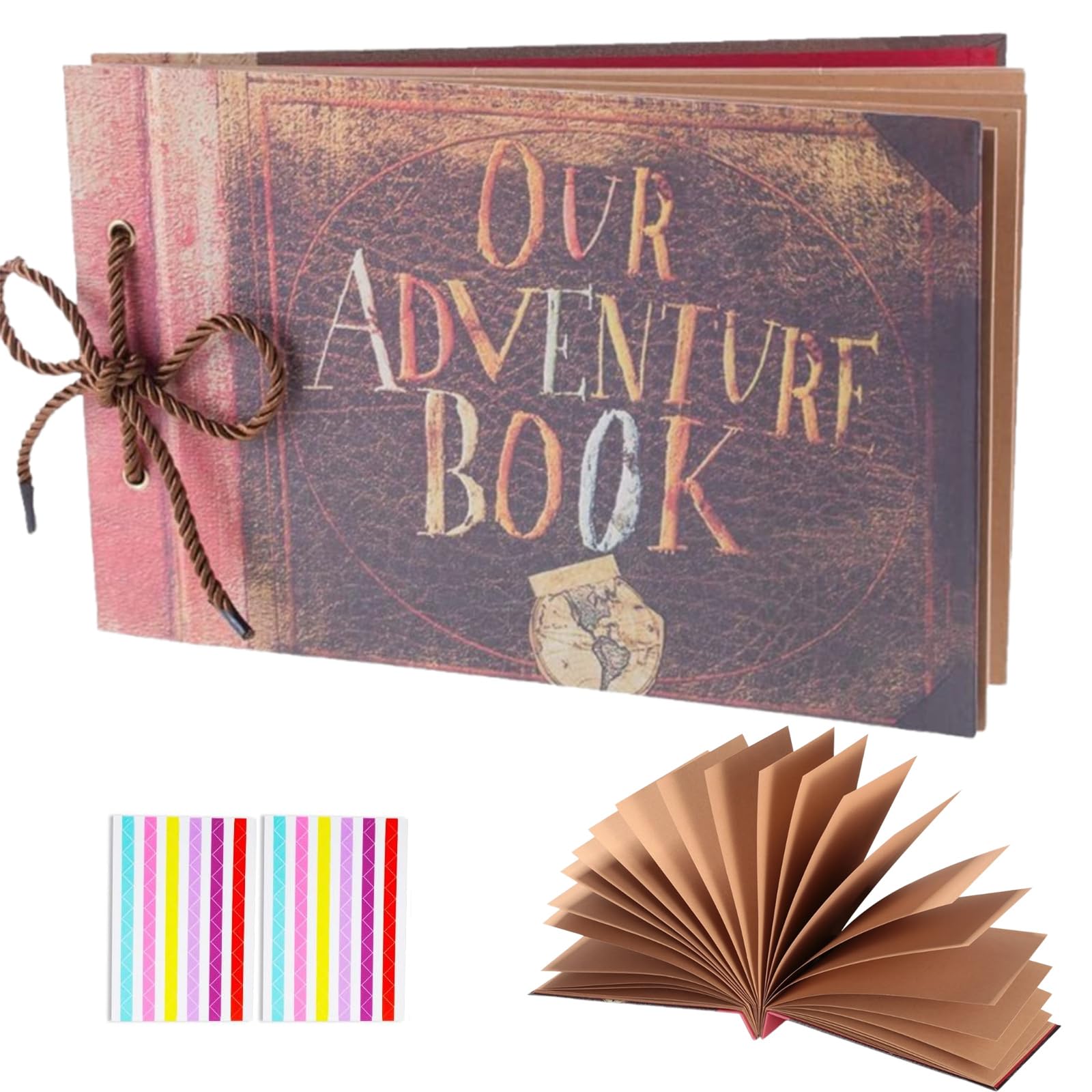 Senshuomy Kraft Paper Scrapbook, 250gsm Thick Brown Memory Photo Album, 26×18cm, 20 Pages DIY Craft Book for Wedding, Travel, Family, Drawing, Special Events & Keepsakes (Retro)
