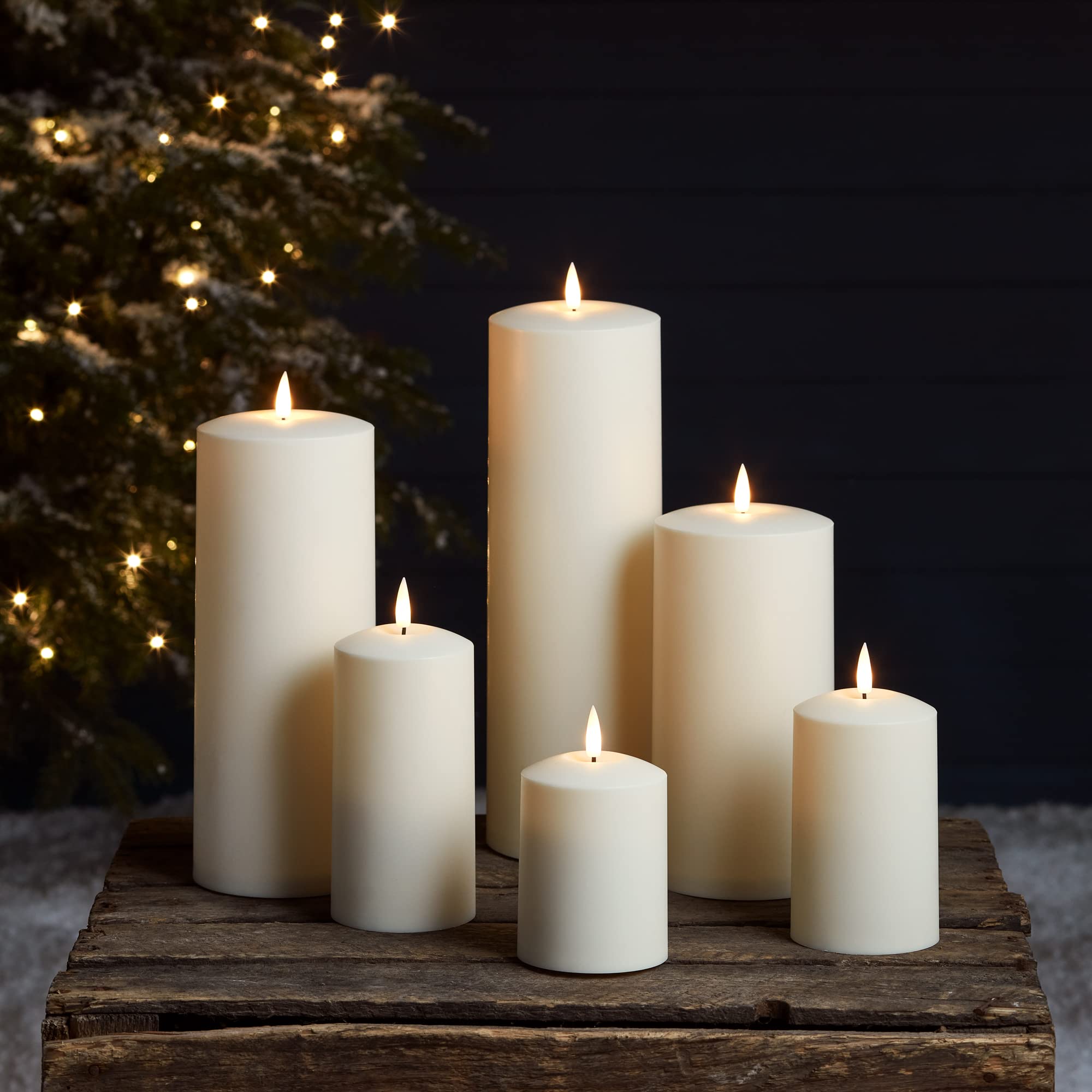 Lights4fun 6er Set TruGlow® Kerzen für Außen mit warmweißer LED Flamme und Timer Garten Deko Balkon