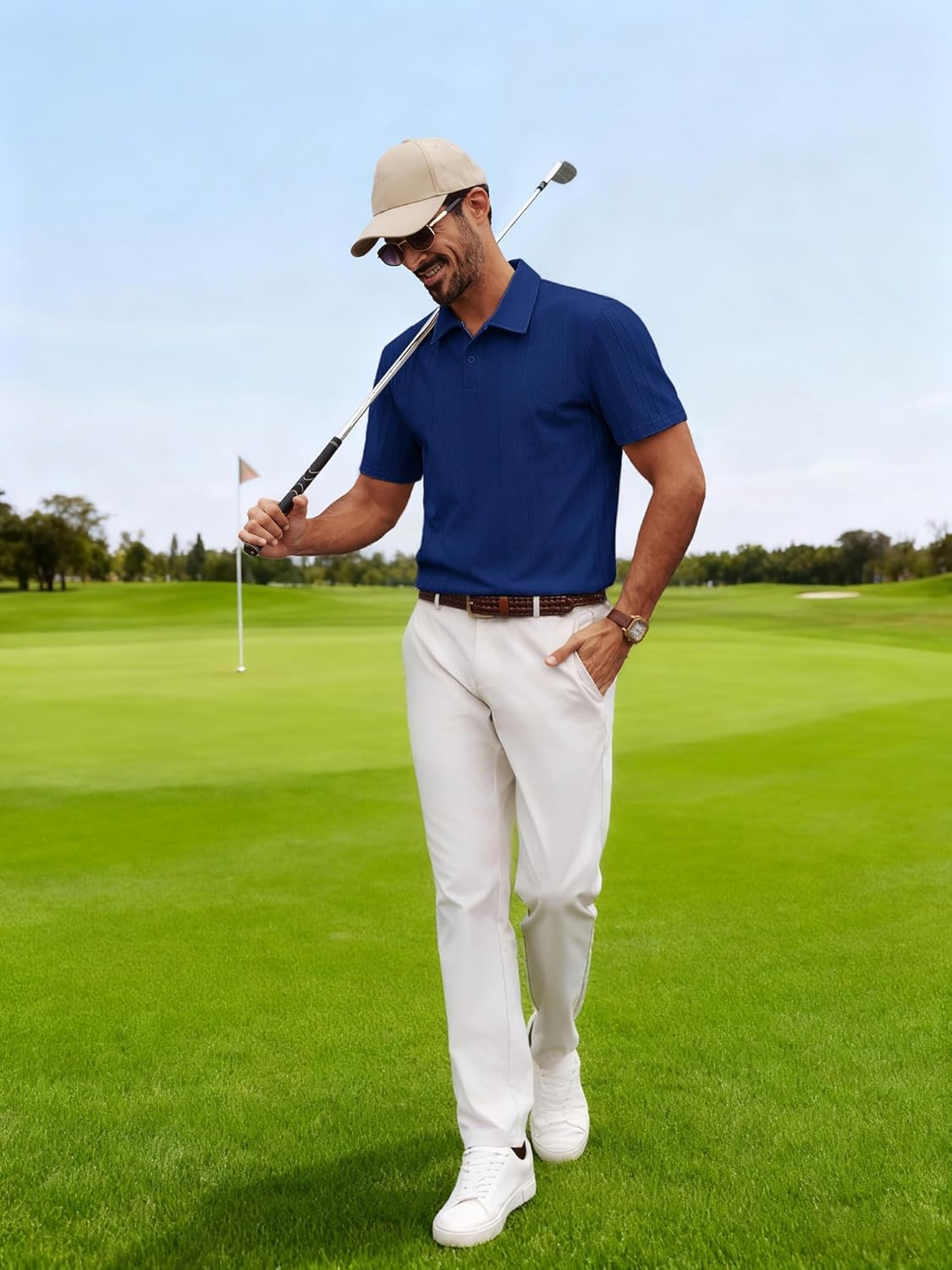 PJ PAUL JONES Mens Polo Shirts Short Sleeve Textured Knit Polo Casual Dress Shirts Summer Golf Shirts Fashion Tops - Image 6