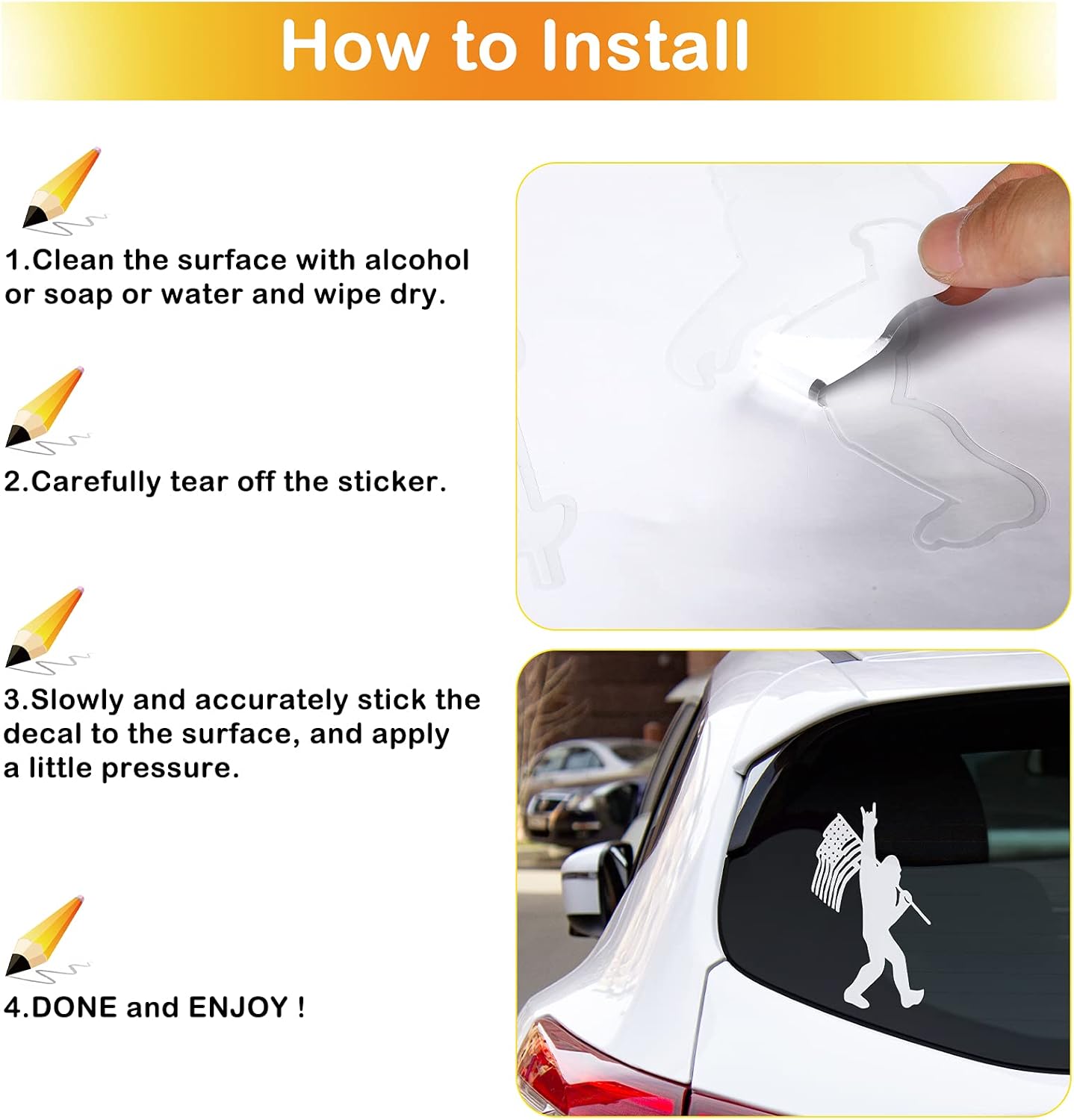 Frienda 6 Pcs Bigfoot Sasquatch Sticker Decal Fishing Gun National Flag Bigfoot Vinyl Sticker 5 Inch Funny Sasquatch Gift for Car Bumper Truck Van SUV Window Motorcycle Wall Laptop Cup Tumbler - Image 7