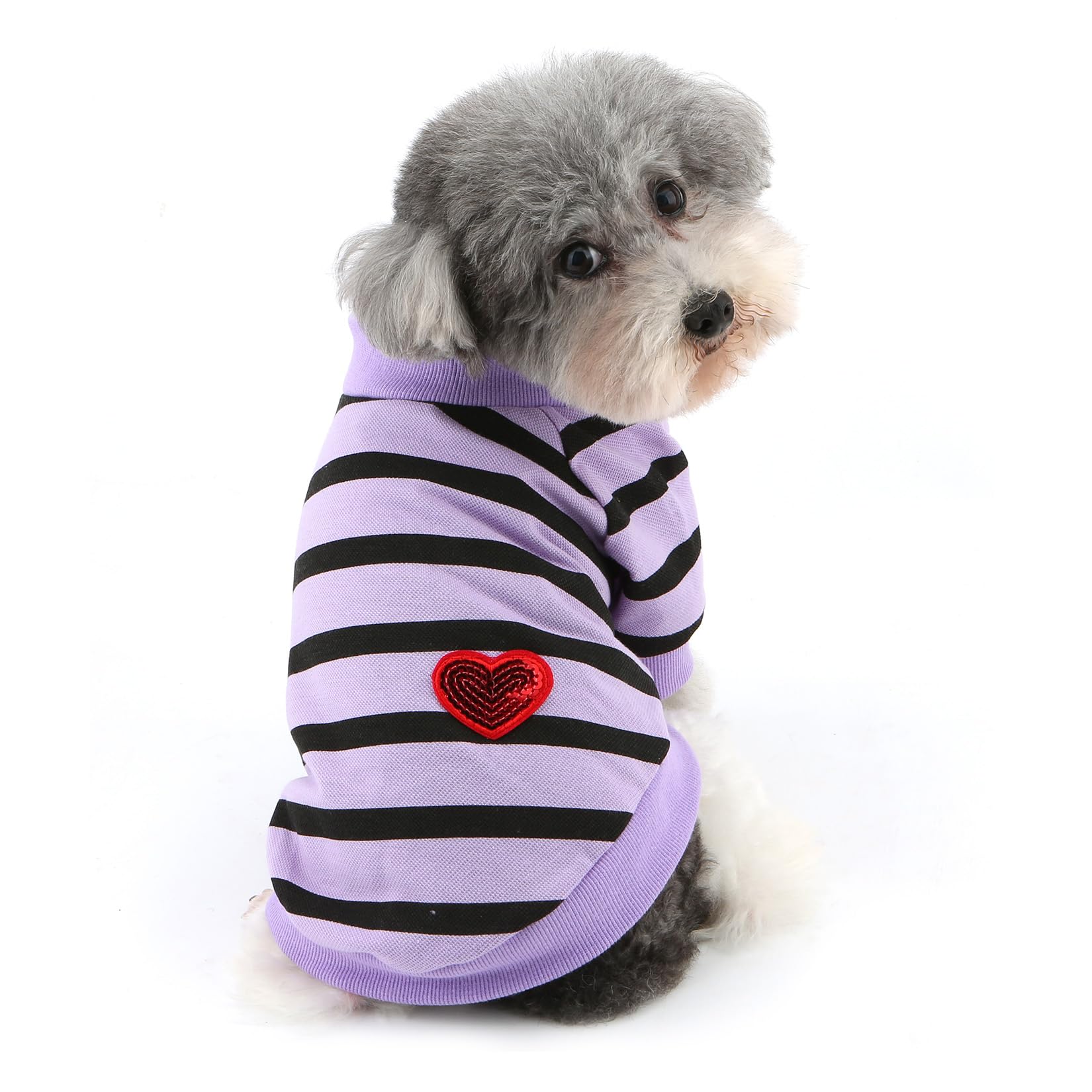 Ranphy Sequin Heart Dog T-Shirt for Small Dogs and Cats, Purple, XS — image 1