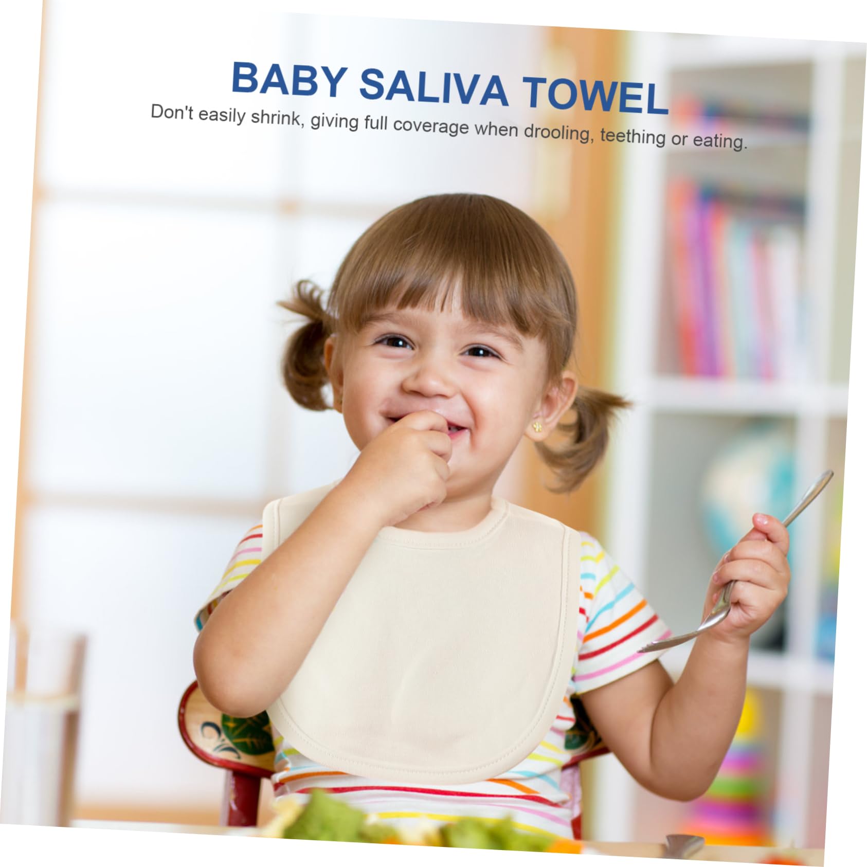 Baberos de Algodón de Doble Capa con Broches, 8 Piezas para Ñiño | Color Blanco, Lavables, para Babeo y Dentición, Diseño Apto para Niños Estilo Aleatorio