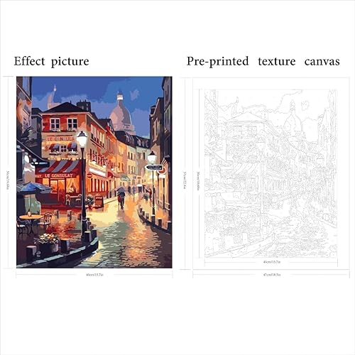 Miniatura 2 de QUITEDEW Kits de pintura por números para adultos, pintura de ciudad por números, pintura al óleo de vista nocturna adecuada para decoración de