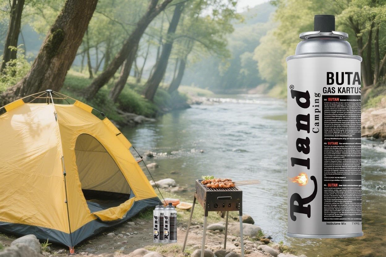 Roland 28 Stück Camping Butan Gaskartusche 227g – Gaskartuschen für Gaskocher, Lötbrenner & Heizung – Premium Qualität Butangas