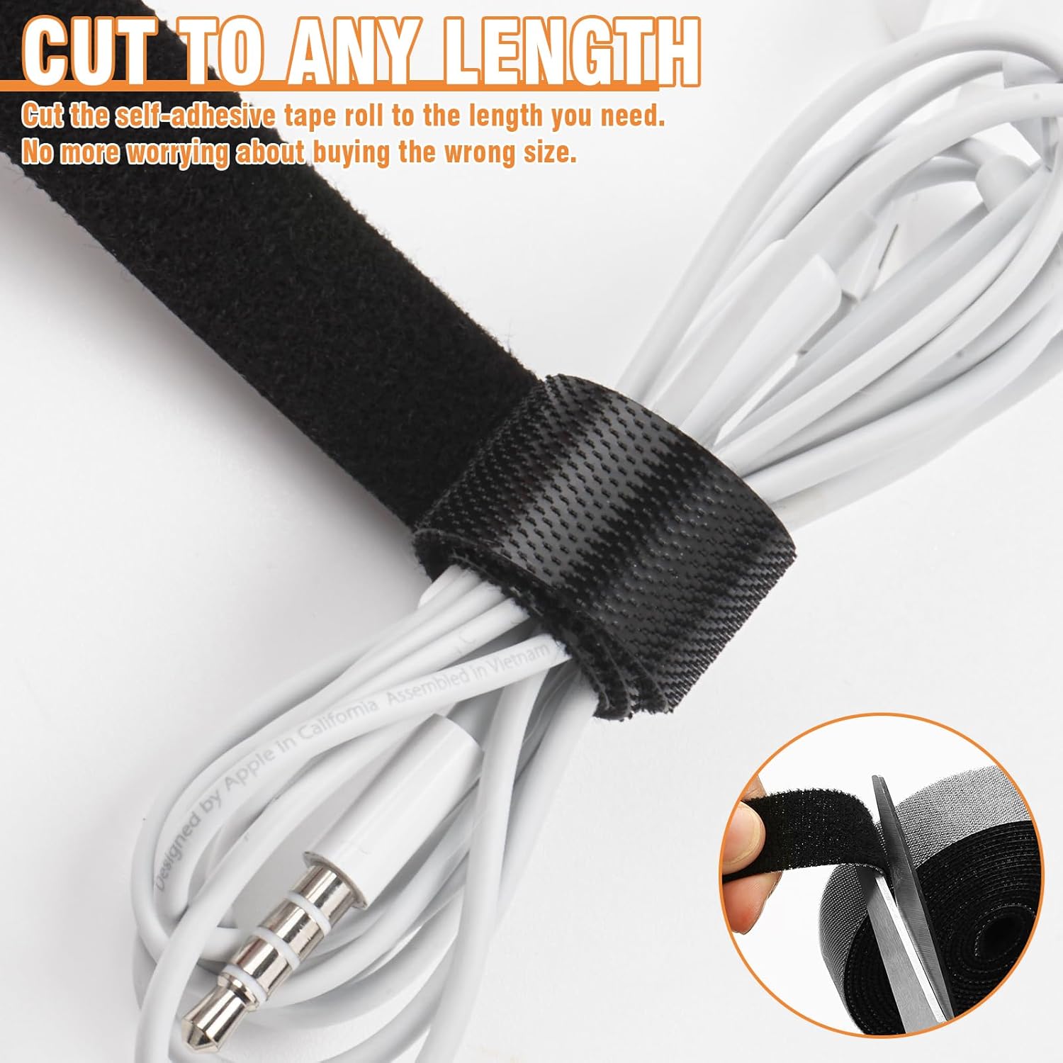 Double Sided Hook and Loop Tape, Self-Gripping Straps 1 Inch Wide, Cut to Length, Quick Wrap Cable Ties, Strips for Cords Wraps, Roll for Bundling Fastening Storage and Organization