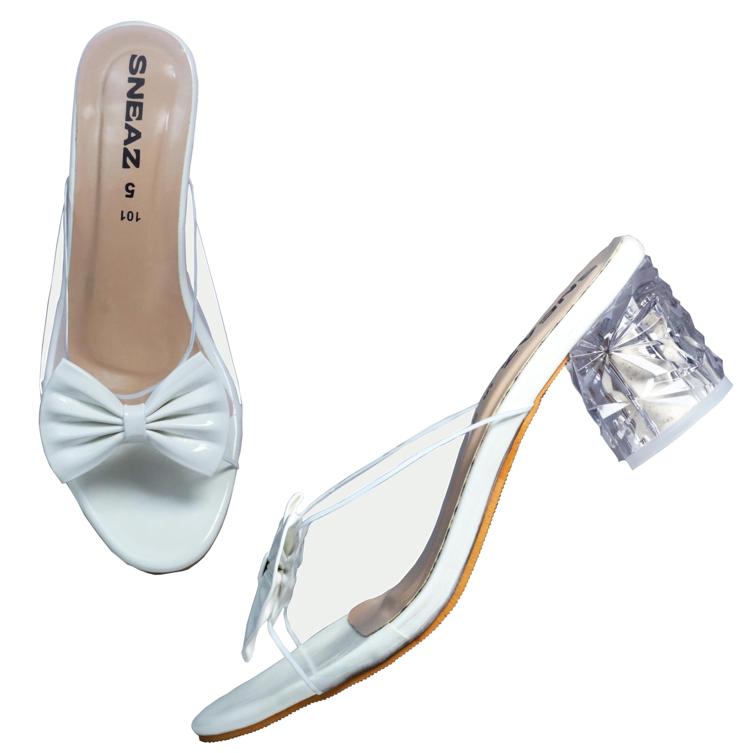 SNEAZ Stylish Women Block Heels | Comfortable Transparent Strap Girls Fancy Sandals for Office, Collage, Party, Wedding (SNZ-C52835)