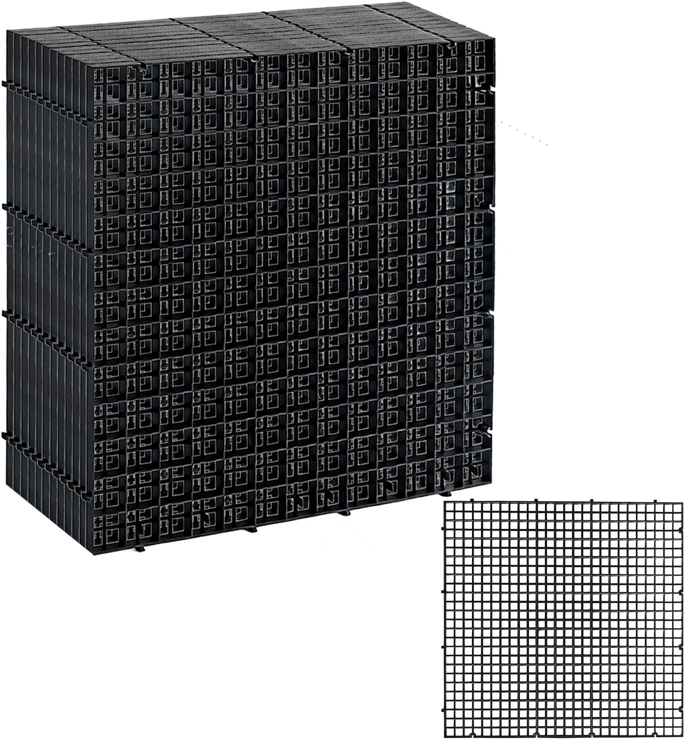 12 PCS 11.8"×11.8" Fish Tank Divider – Egg Crate Plastic Grid Panels for Aquarium Separation, Rock Support, DIY Filtration Platforms & Bottom Protection (Black)