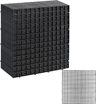 12 PCS 11.8"11.8" Fish Tank Divider Egg Crate Plastic Grid Panels for Aquarium Separation, Rock Support, DIY Filtration Platforms & Bottom Protection Black
