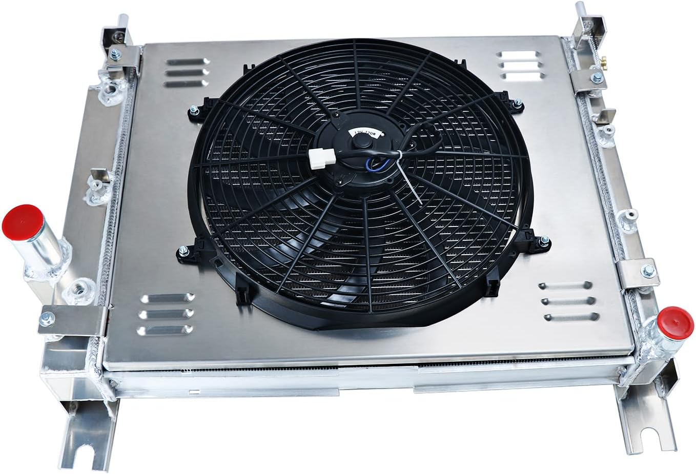 Radiator for 2000-2004 Dodge Durango Dakota 3.9L V6 4.7L V8 Engine, 4 Row Aluminum Radiator + Shroud/Fan + Relay Kit