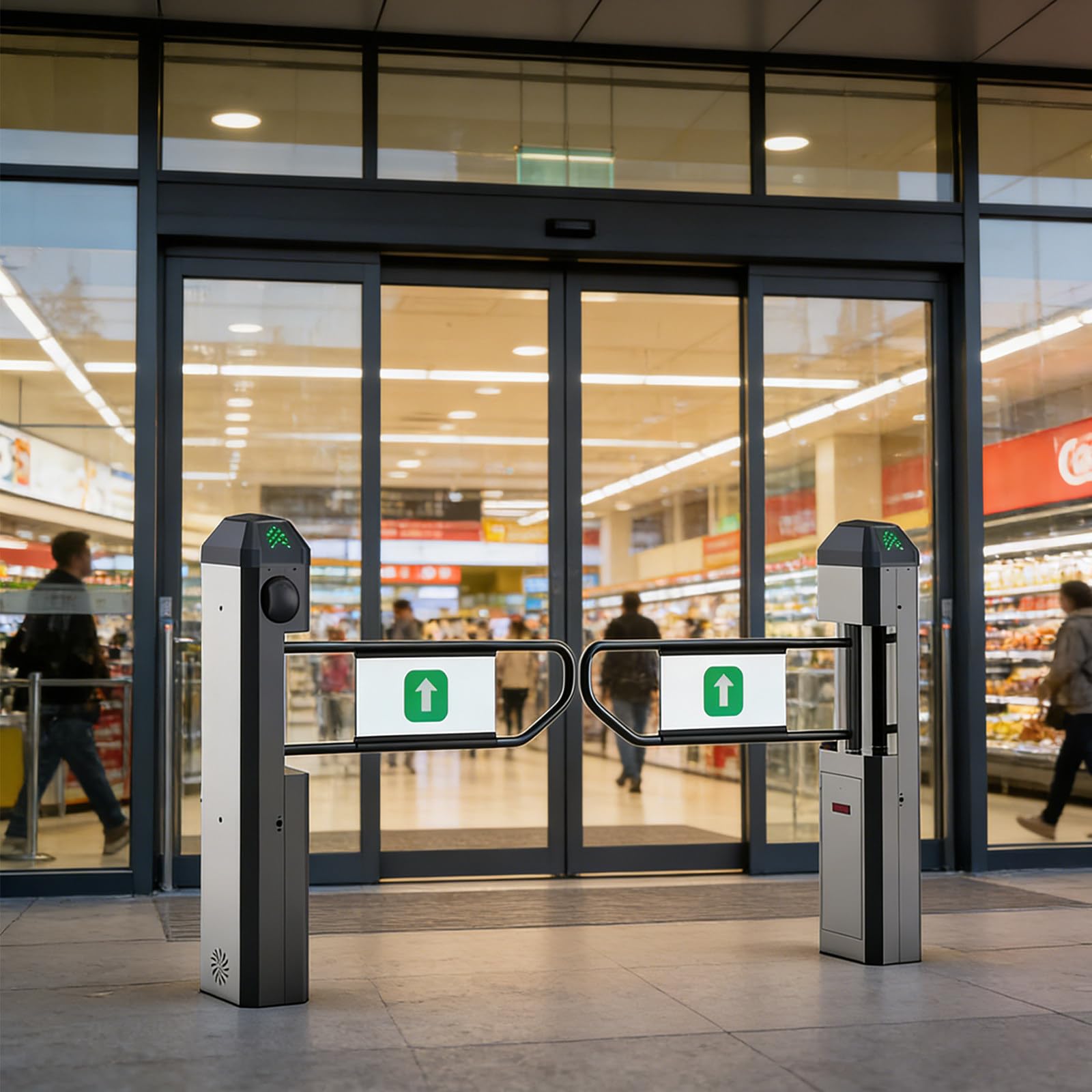 Bramka Z Czujnikiem Radarowym – Automatyczna Brama Skrzydłowa Jednokierunkowa Z Konfigurowalną Prędkością Otwierania/Zamykania, Ogłoszeniem Głosowym I Trójkolorowymi światłami Drogowymi Gun Gray