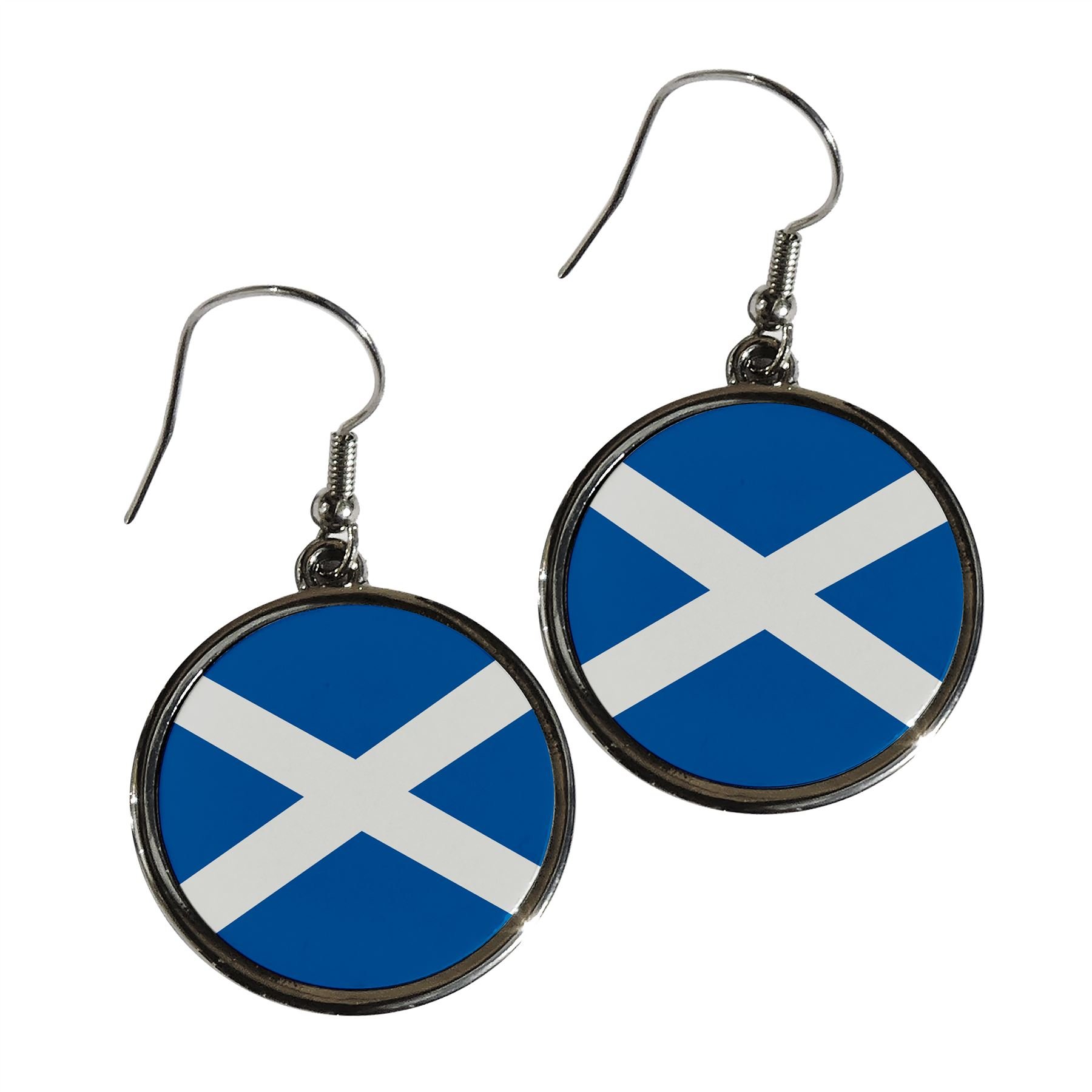 Premium Alloy Earrings - Flag of Scotland Scottish - Round Design