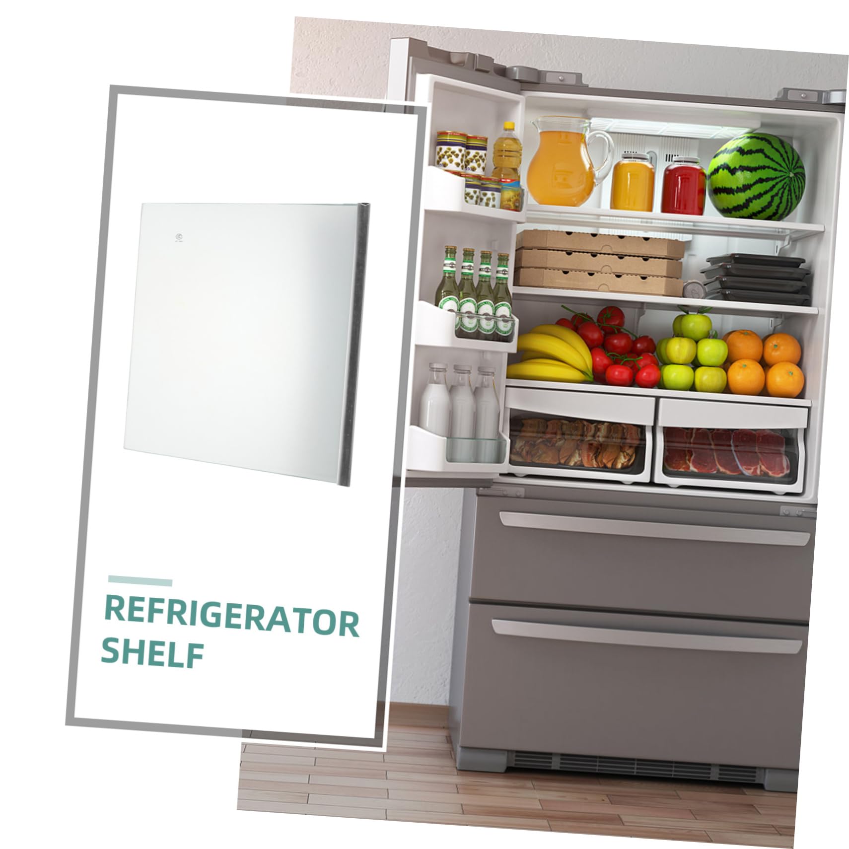 NUOBESTY Ripiano in Vetro Temperato per Frigorifero da Cucina 30x27 Cm, Divisorio Portaoggetti per Frigo Domestico, Pannello Sostitutivo Compatibile Congelatore, Facile da Installare