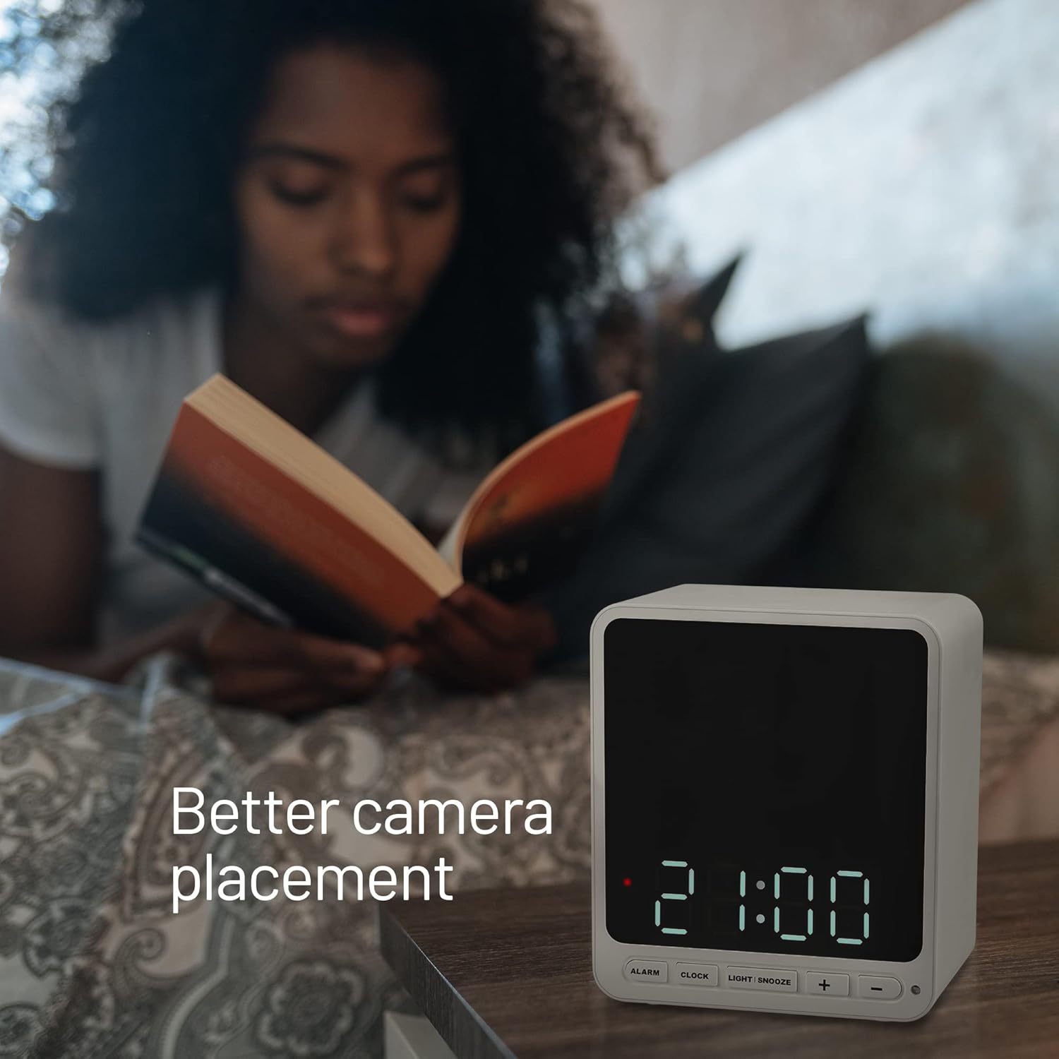 Wasserstein Alarm Clock Camera Case - Compatible with Wyze Cam V4/V3/V3 Pro/OG - Cover for Low-Key Camera Placement (White) (Camera NOT Included)