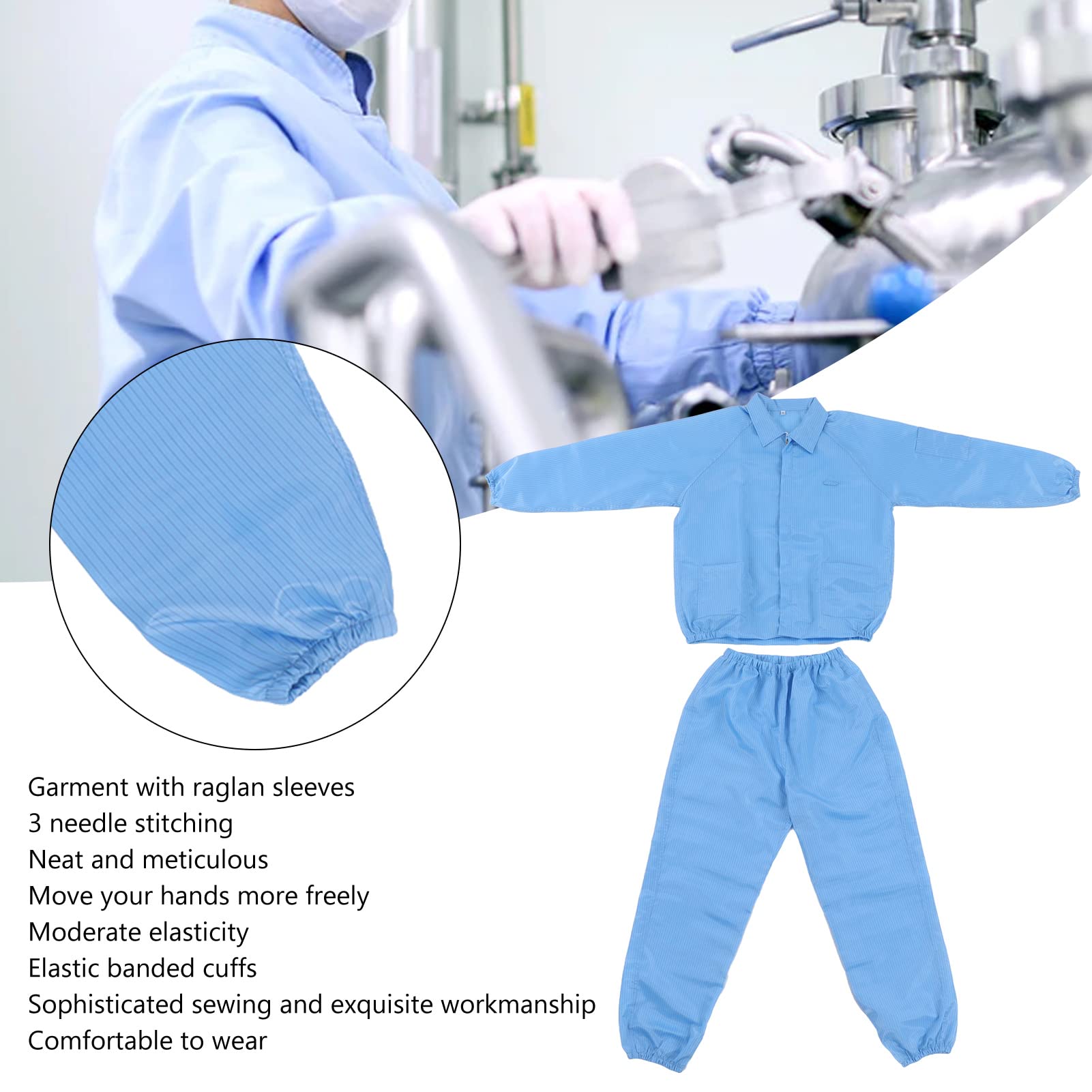 Cocoarm Cappotto ESD Abbigliamento da Officina Diviso in Poliestere Giacca Antistatica con Colletto Rialzato Cucitura Precisa Vestibilità Comoda per Indumenti da Lavoro per Camere Bianche SMT