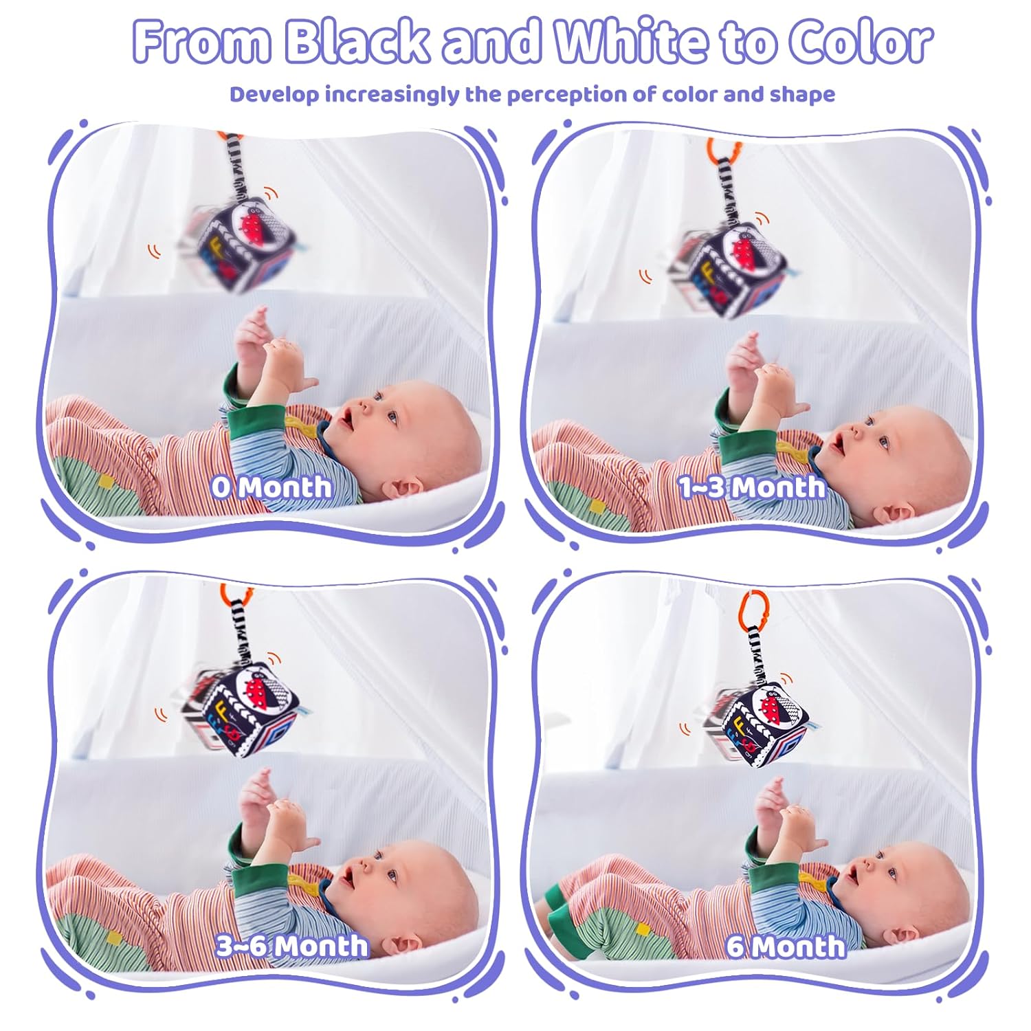 Black and White Sensory Toys for Babies, Montessori High Contrast Newborn Toys for 0-6-12M Baby Brain Development Early Learning Newborn Brain Development Toddlers Kids Gifts image 7 of 7 B0DKY3FJ37