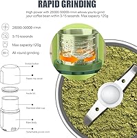 Vista 6 de COOL KNIGHT Molinillo de hierbas [gran capacidad/rápido/eléctrico] - Molinillo de café de hierbas para especias con colector de polen/- 7.5" (verde)