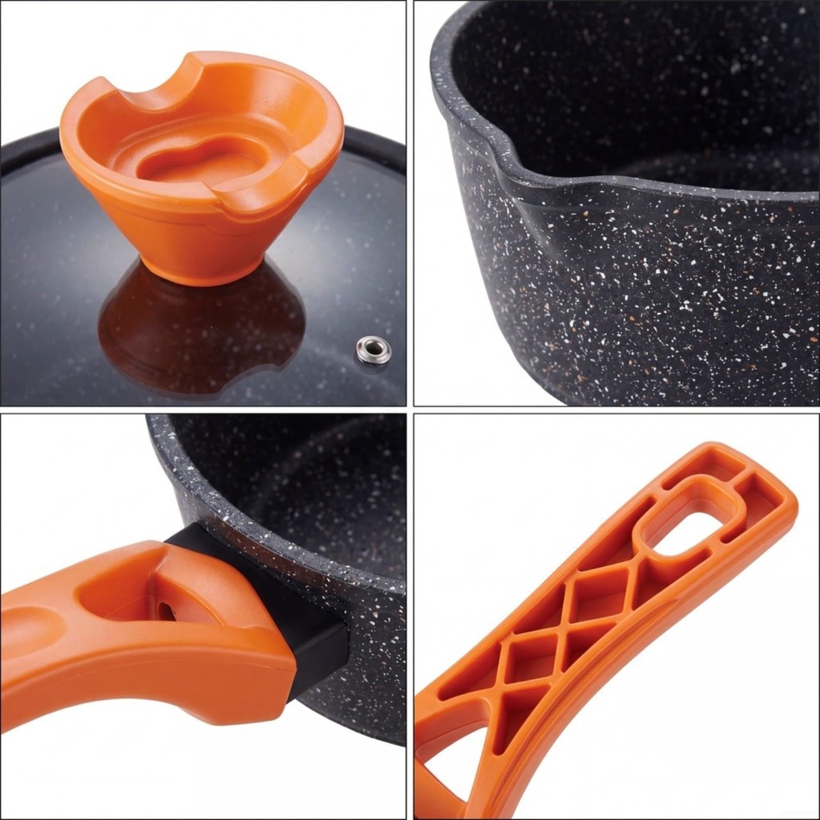 Pentola in lega con coperchio in vetro, pentola singola per latte e porridge, fondo piatto per fornelli a gas e induzione, ergonomico per manico, 32 x 16 x 11 cm
