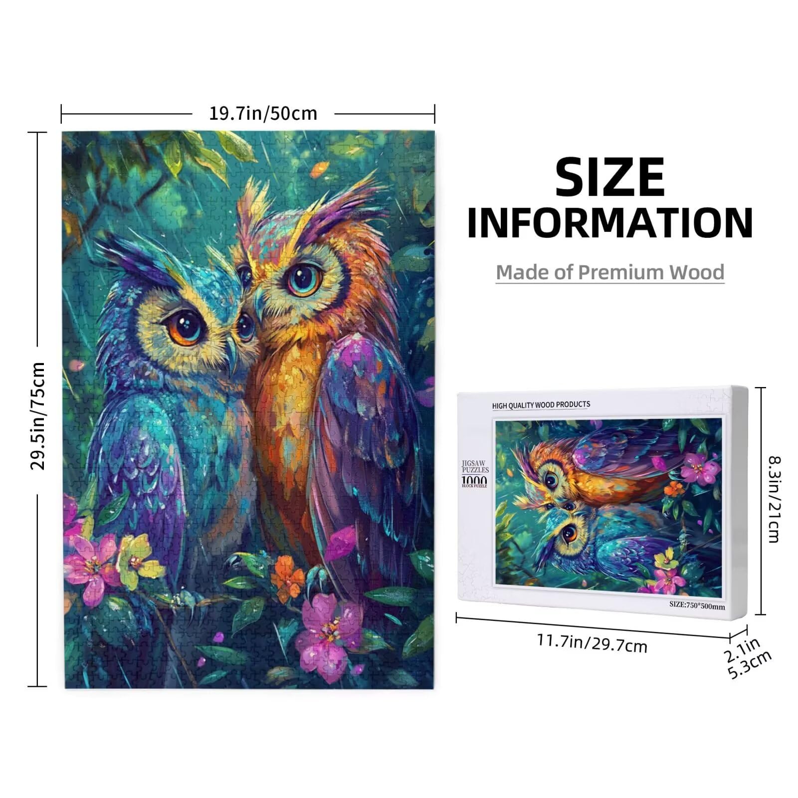 Fleur Puzzle Hibou 3000 Pièces Adultes, DIY Puzzles Classiques Art avec Boîte d'emballage et Photos de Référence, Relaxation/Soulagement du Stress/Jeux Amusants, Creatif Cadeau pour Femme M-1958