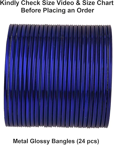 Miniatura 5 de Efulgenz Metal Bangles for Women Indian Jewelry Two Dozen Wedding Bangles Set Plain Glossy Alloy Bangles Bollywood Bracelets Bridal Bangle Set