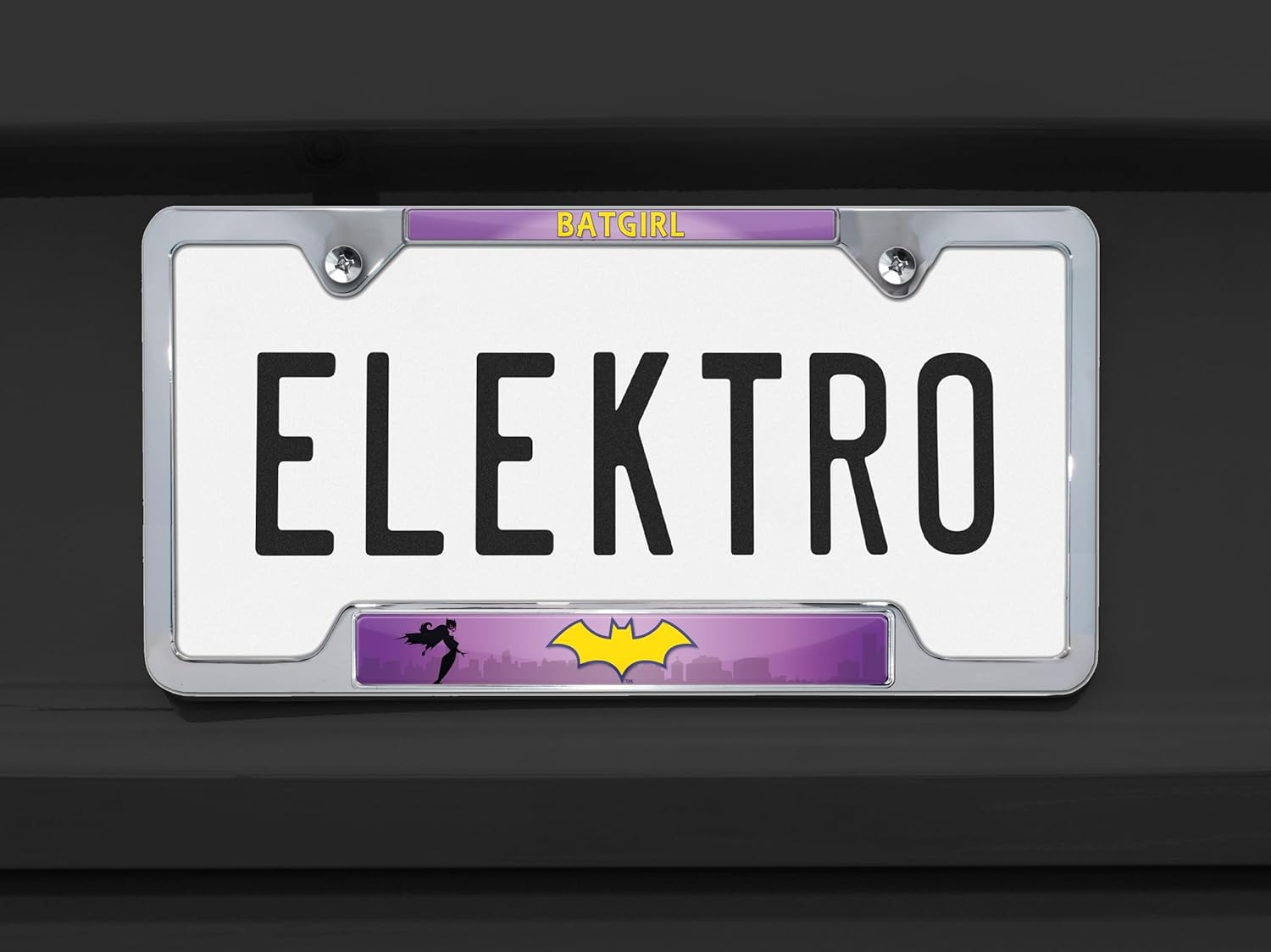Elektroplate Officially Licensed - DC Comics Batgirl Chrome-Plated All-Metal Open Corner Superhero License Plate Frame Tag Holder for Cars/SUVs/Trucks Weather-Proof Automotive Accessory