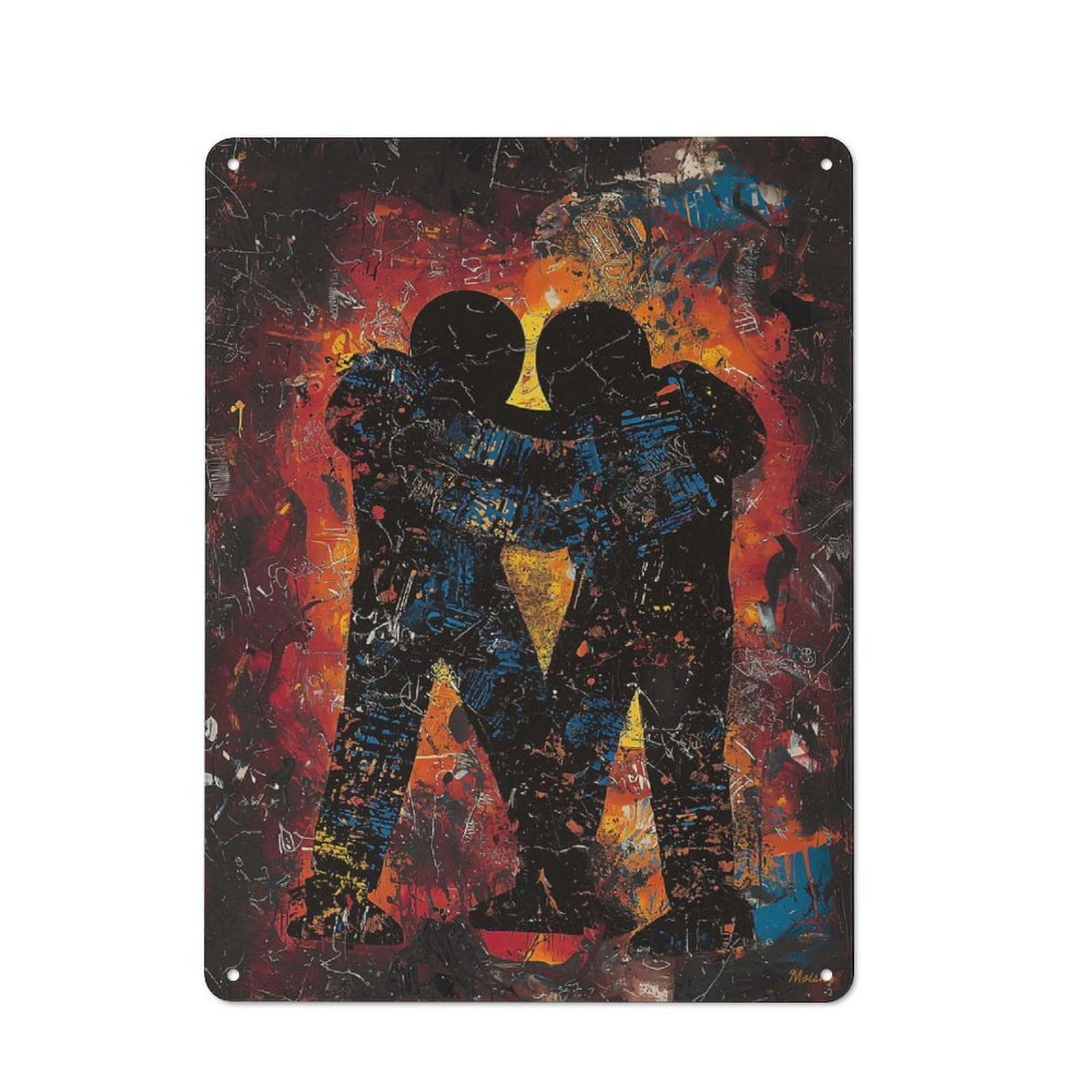 Junmoney Unity In Chaos Contemporary Expressionist Art Work Rustic Metal Sign 40X30cm, Barn Style Farmhouse Wall Decor For Kitchen, Cottage, Porch Or Garden Room