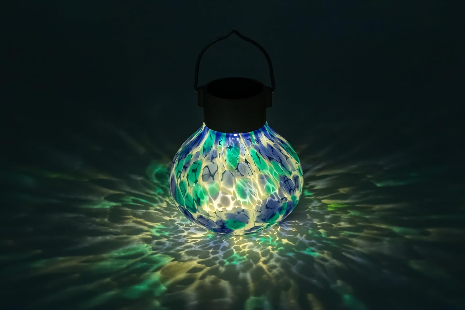 Allsop Solar Tea Lanterns Handblown Glass, 5-Inch, Tidal Blue