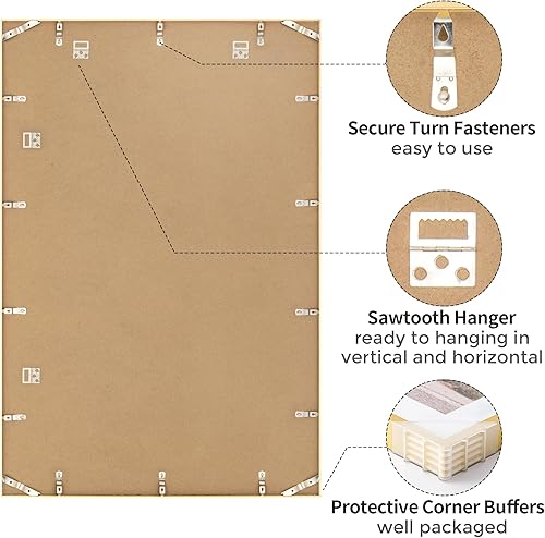 Miniatura 733 de Fun Memories Portarretratos de metal de 16 x 20 pulgadas con paspartú de 11 x 14 pulgadas, acabado de aluminio cepillado, parte delantera de vidrio