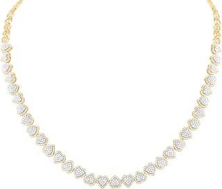 Jewels By Lux 14K Yellow Gold 3 3/8Cttw Natural Diamond Fashion Heart Necklace (18 Inch)