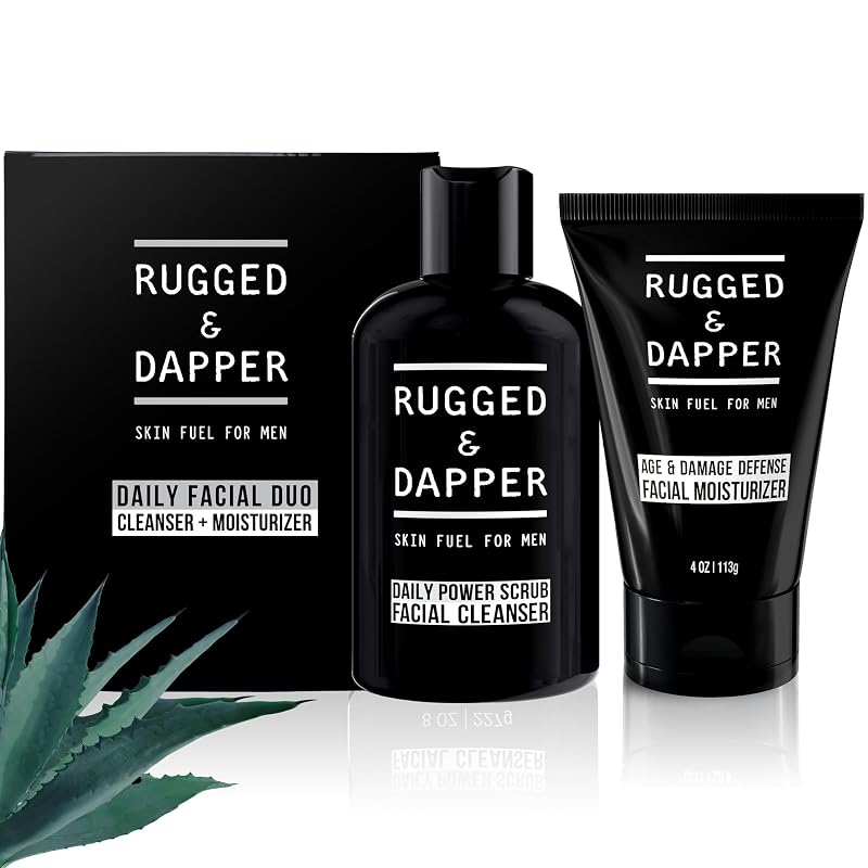 Conjunto facial diário RUGGED & DAPPER com esfoliante facial e hidratante
