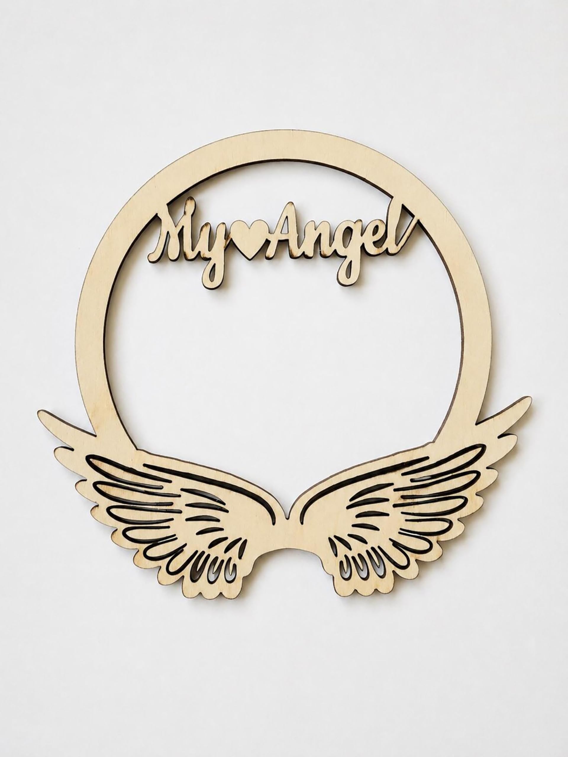 Round Wooden Angel Wings DIY Art & Craft Base, My Angel Hoop Shape for Painting and Craft Projects, 11.81 x 11.81 Inch, Cliths-image-13