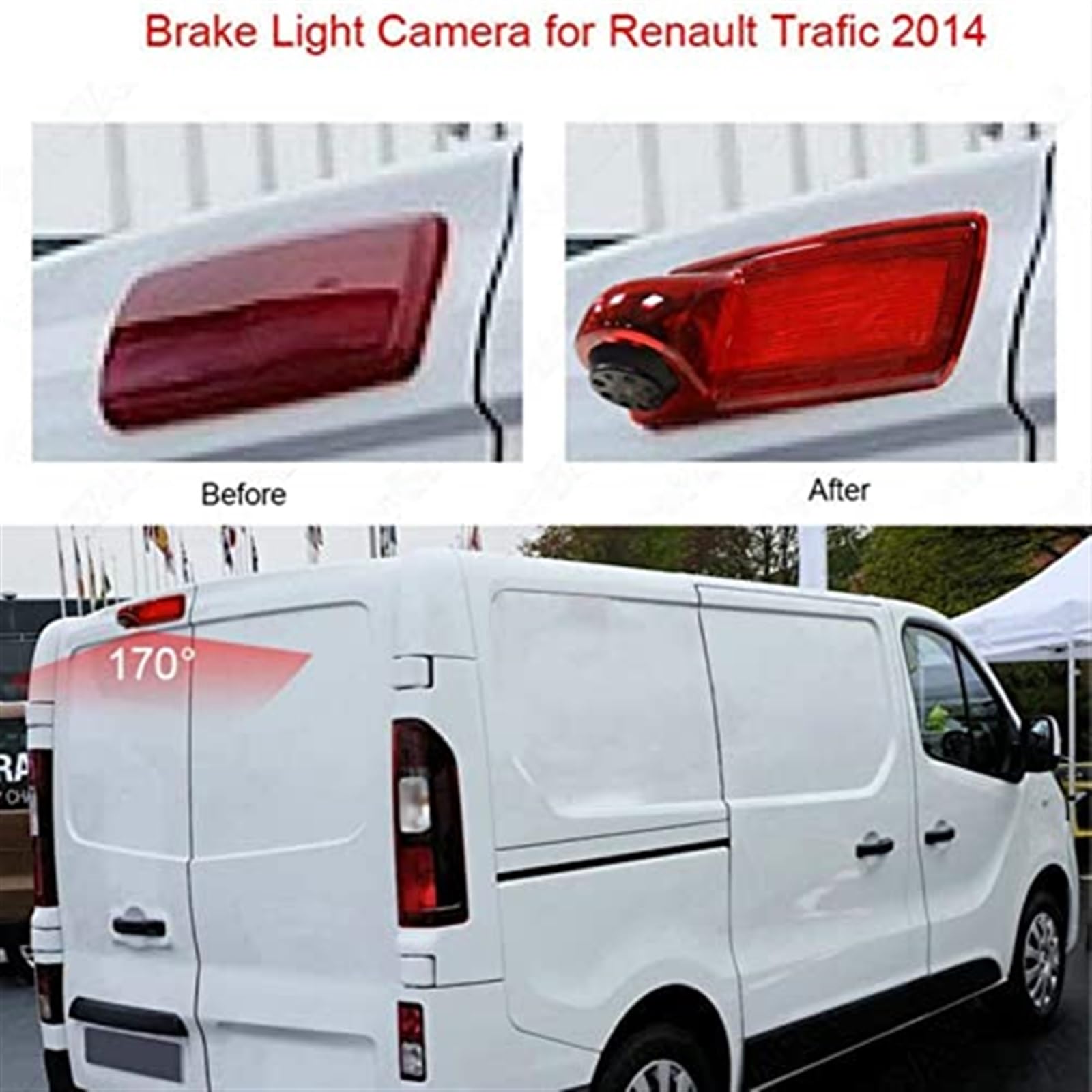 Kamera cofania HD wodoodporna z noktowizorem i światłem hamowania, do samochodów Opel, Vivaro, Renault, Trafic 2014 Kamera cofania samochodu