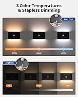 Vista 2 de wowatt Luz de escalera recargable con sensor de movimiento, luces nocturnas negras con montaje magnético, luces de escalón regulables